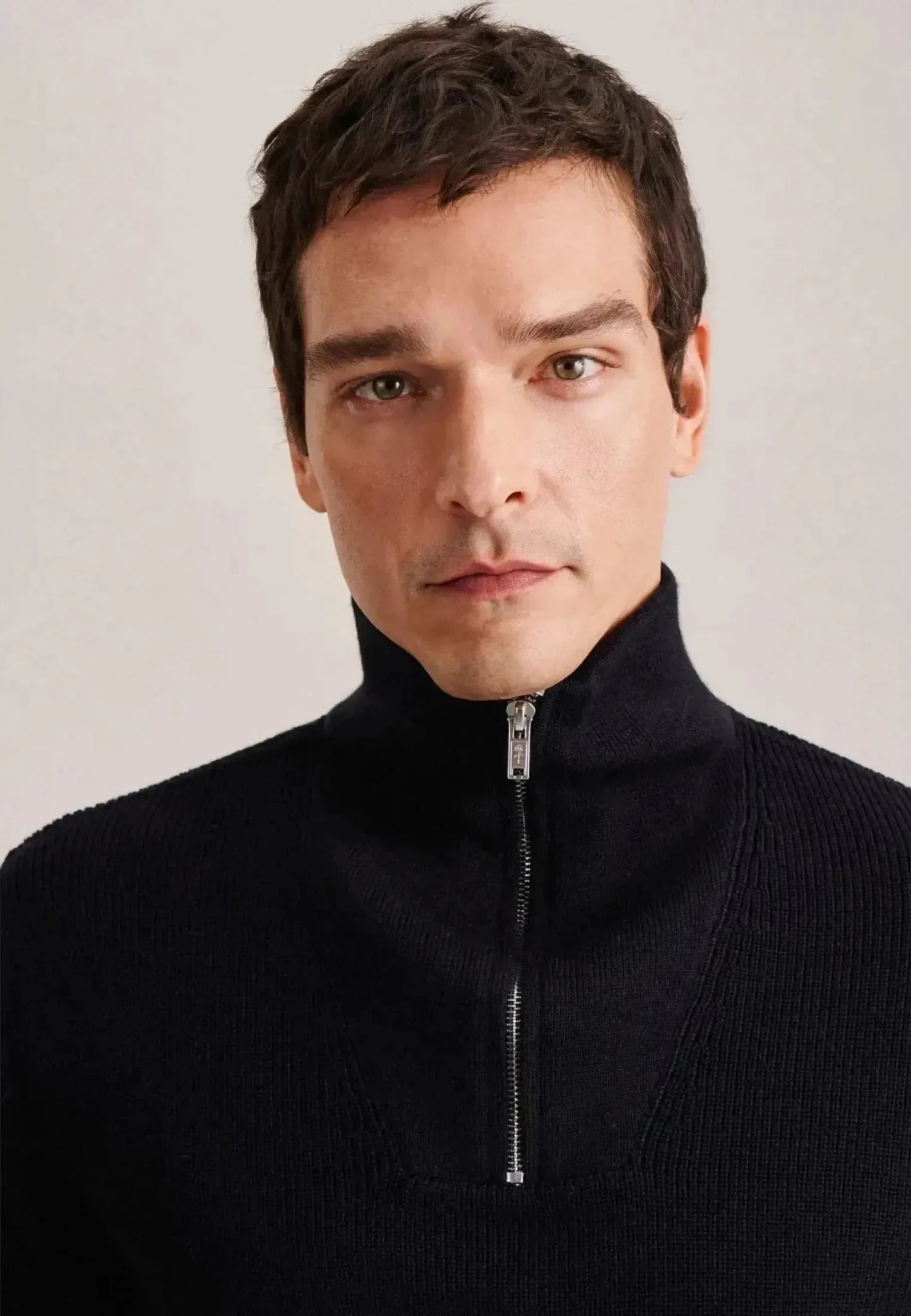 Seidensticker Merino Wool Stand Collar 1/4 Zip Knit Dark Blue - northern threads