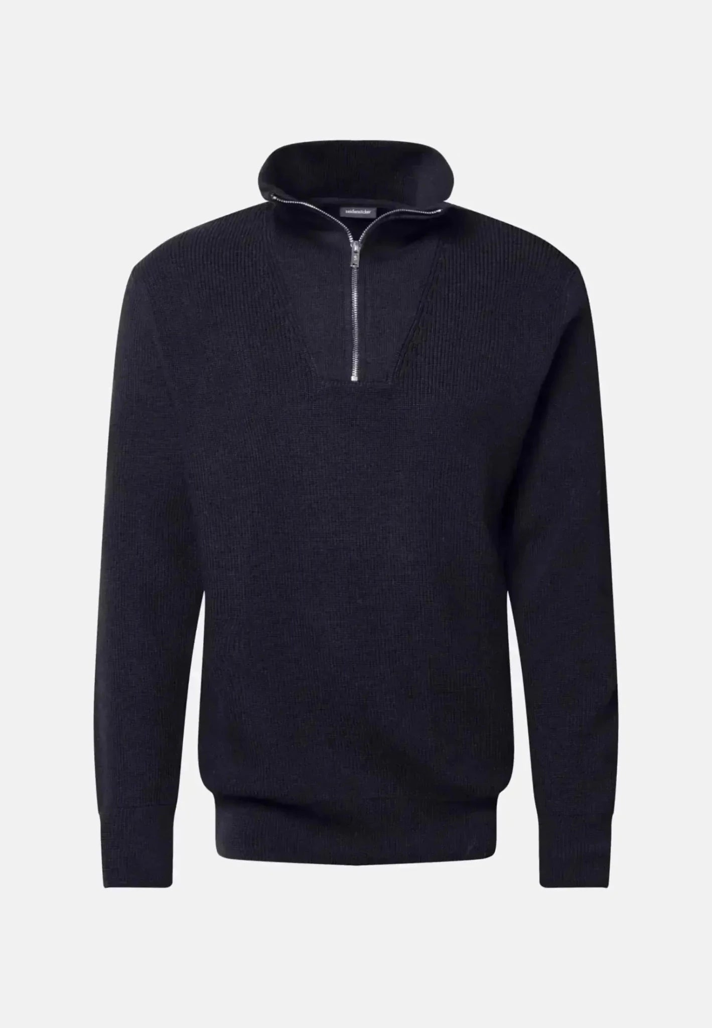 Seidensticker Merino Wool Stand Collar 1/4 Zip Knit Dark Blue - 01.143011-19-S - northern threads uk