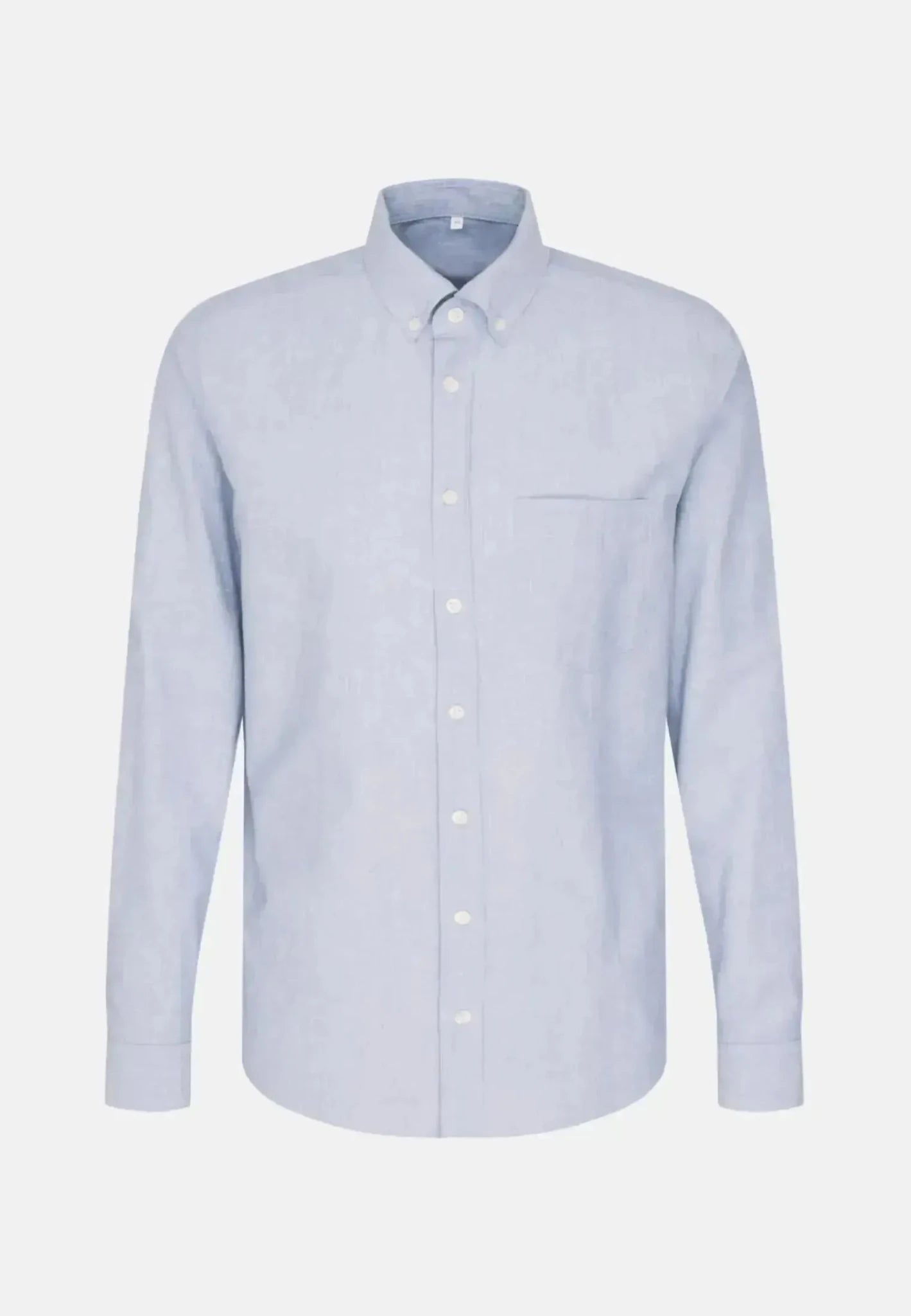 Seidensticker Regular Fit Button Down Linen Blend Chambray Shirt Light Blue - 01.146702-10-38 - northern threads uk