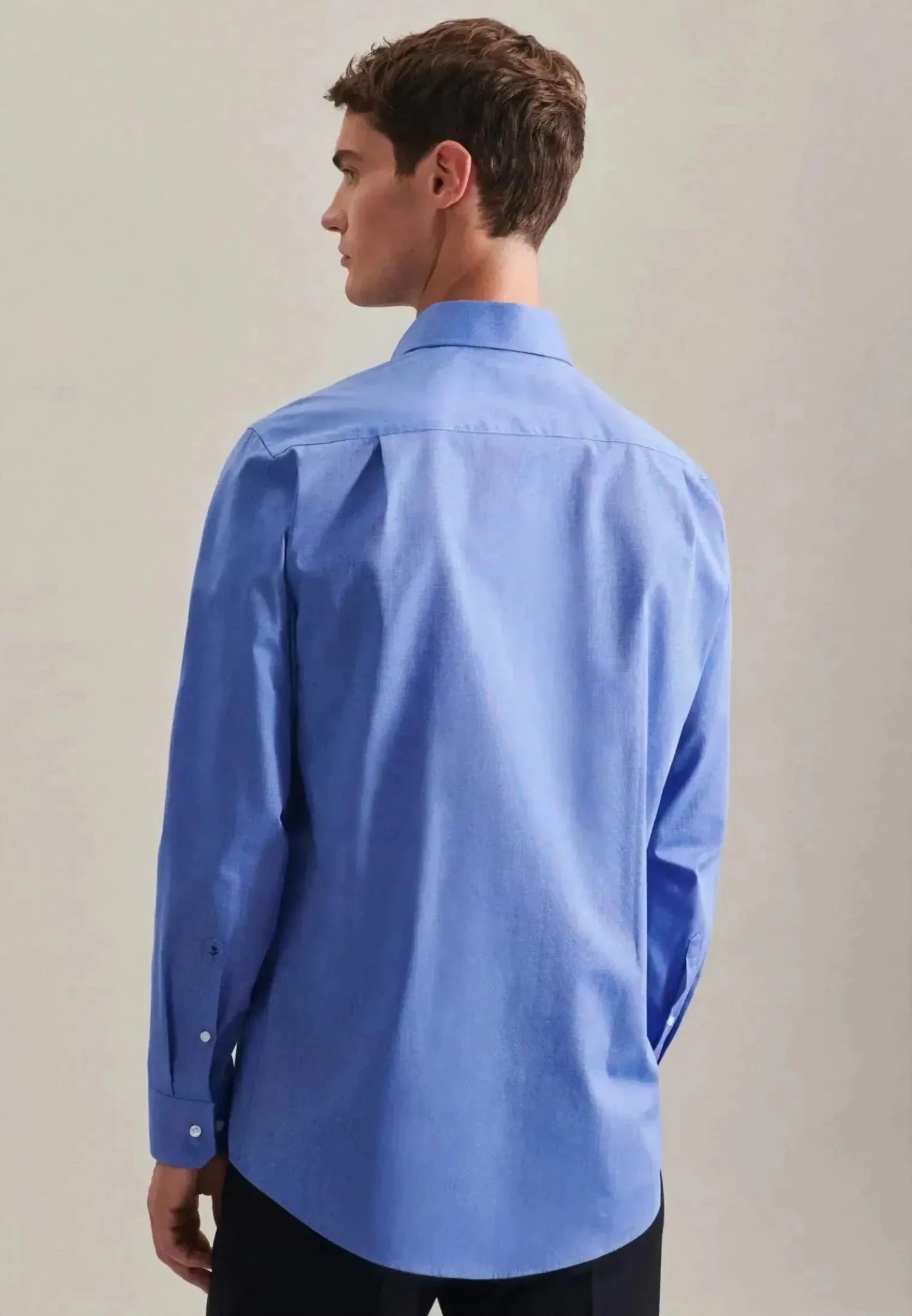 Seidensticker Regular Fit Easy Iron Kent Collar Business Shirt Mid Blue - northern threads