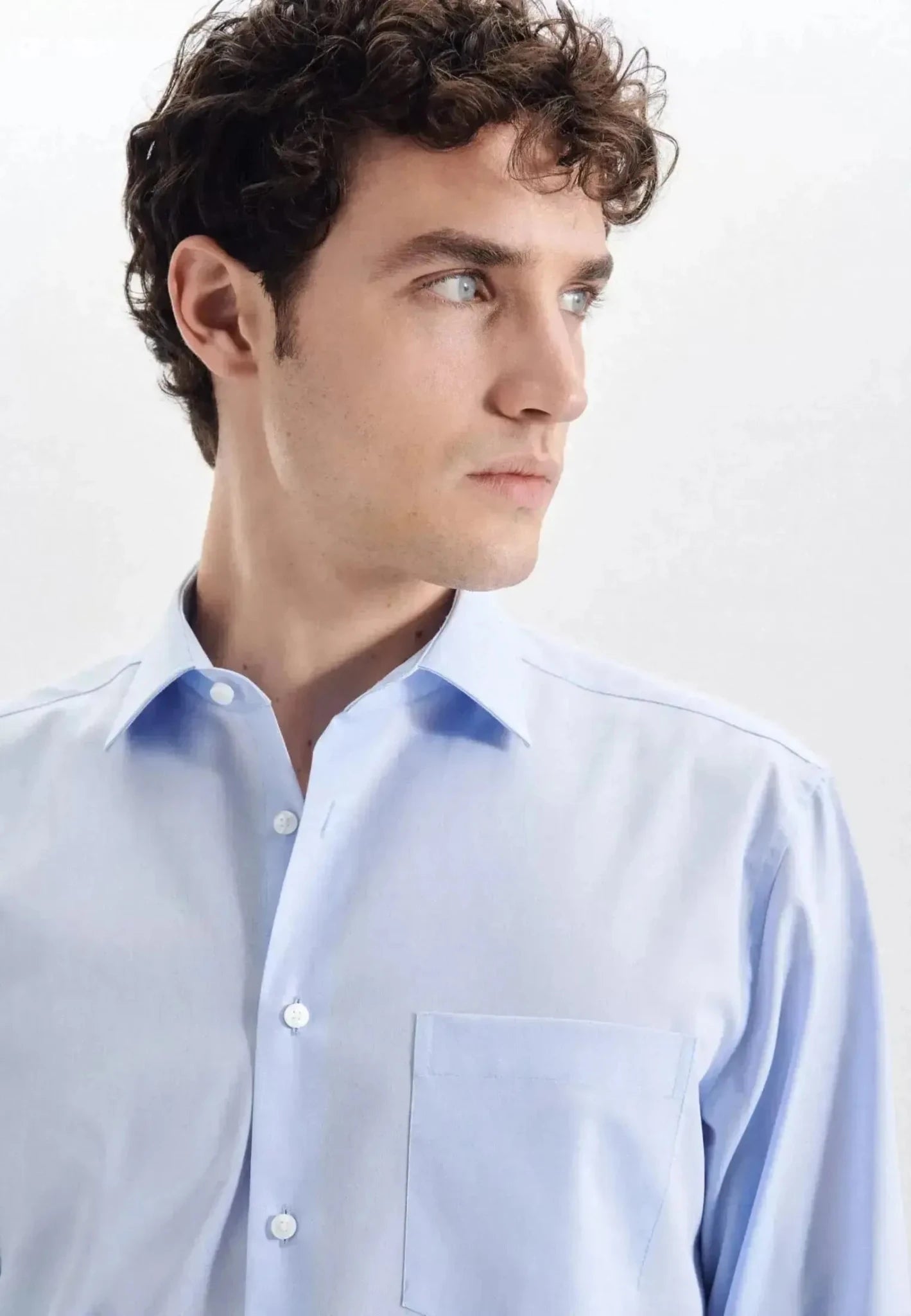 Seidensticker Regular Fit No Iron Kent Collar Business Shirt Light Blue - northern threads