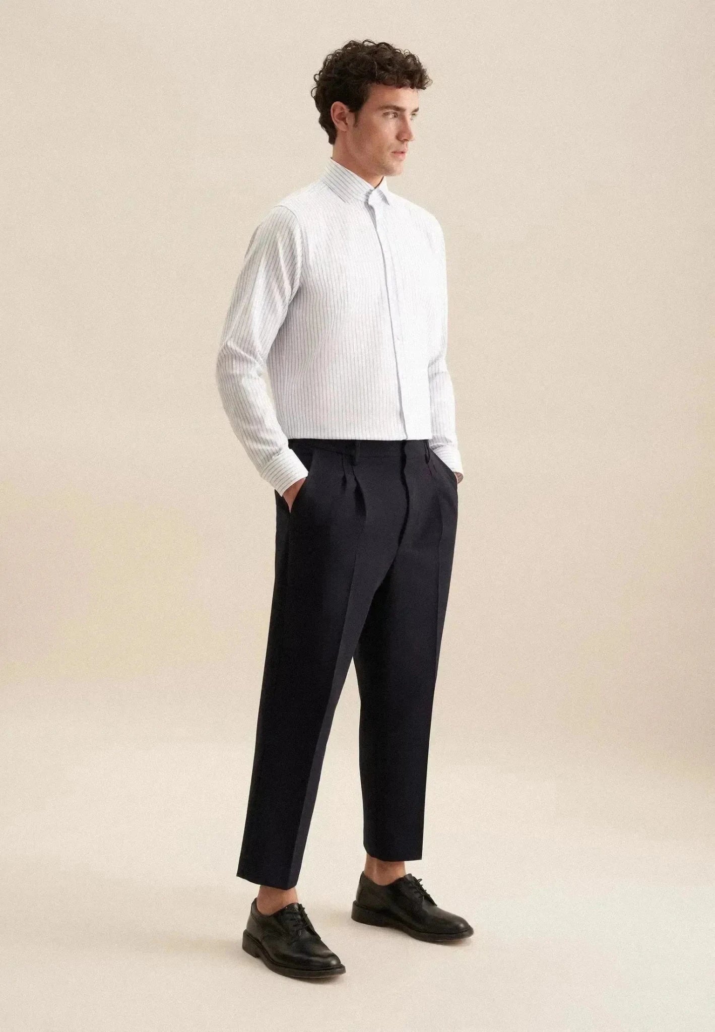Seidensticker Regular Fit No Iron Spread Kent Striped Business Shirt Light Blue - northern threads