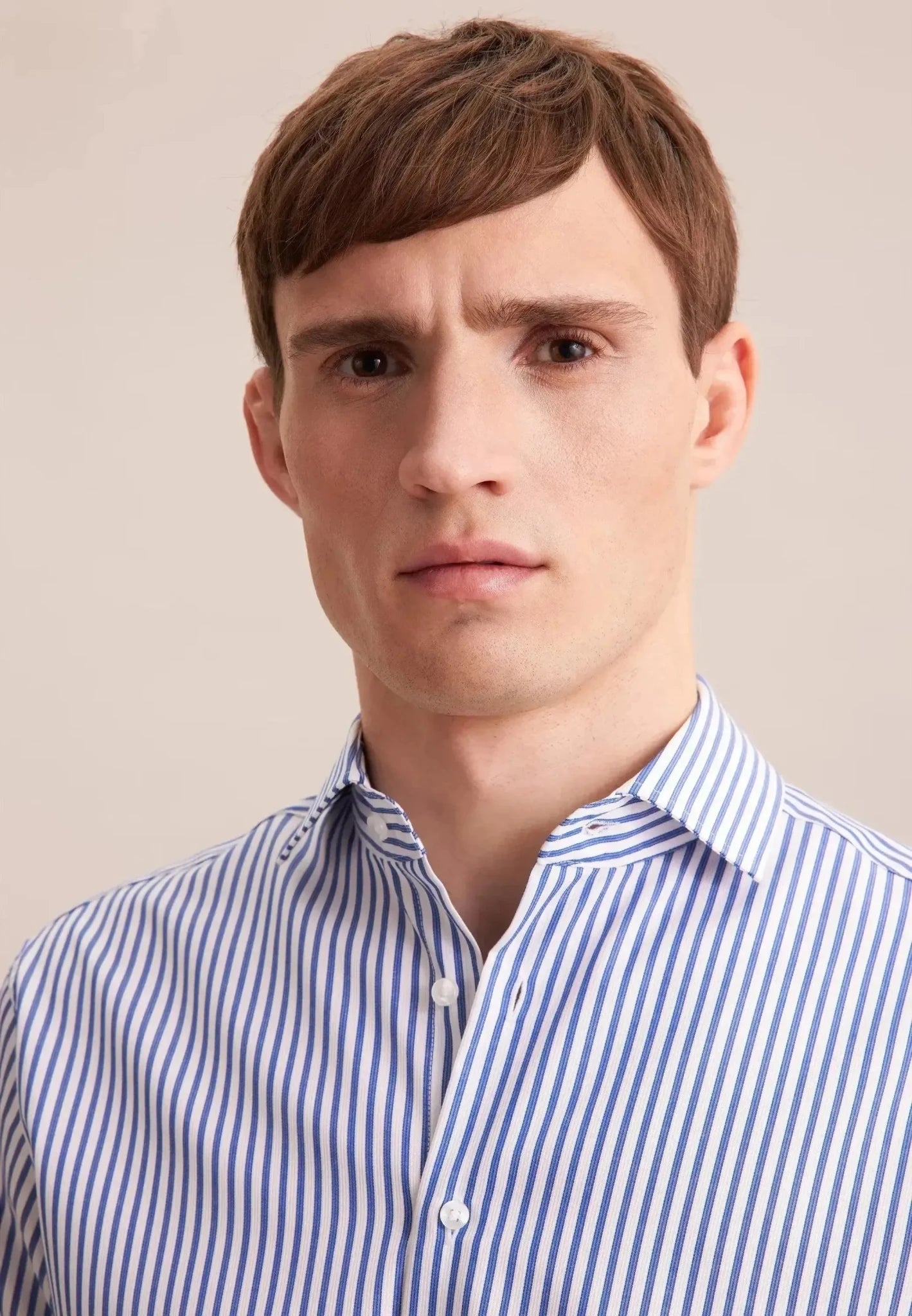 Seidensticker Regular Fit No Iron Spread Kent Structured Stripe Business Shirt Mid Blue - northern threads