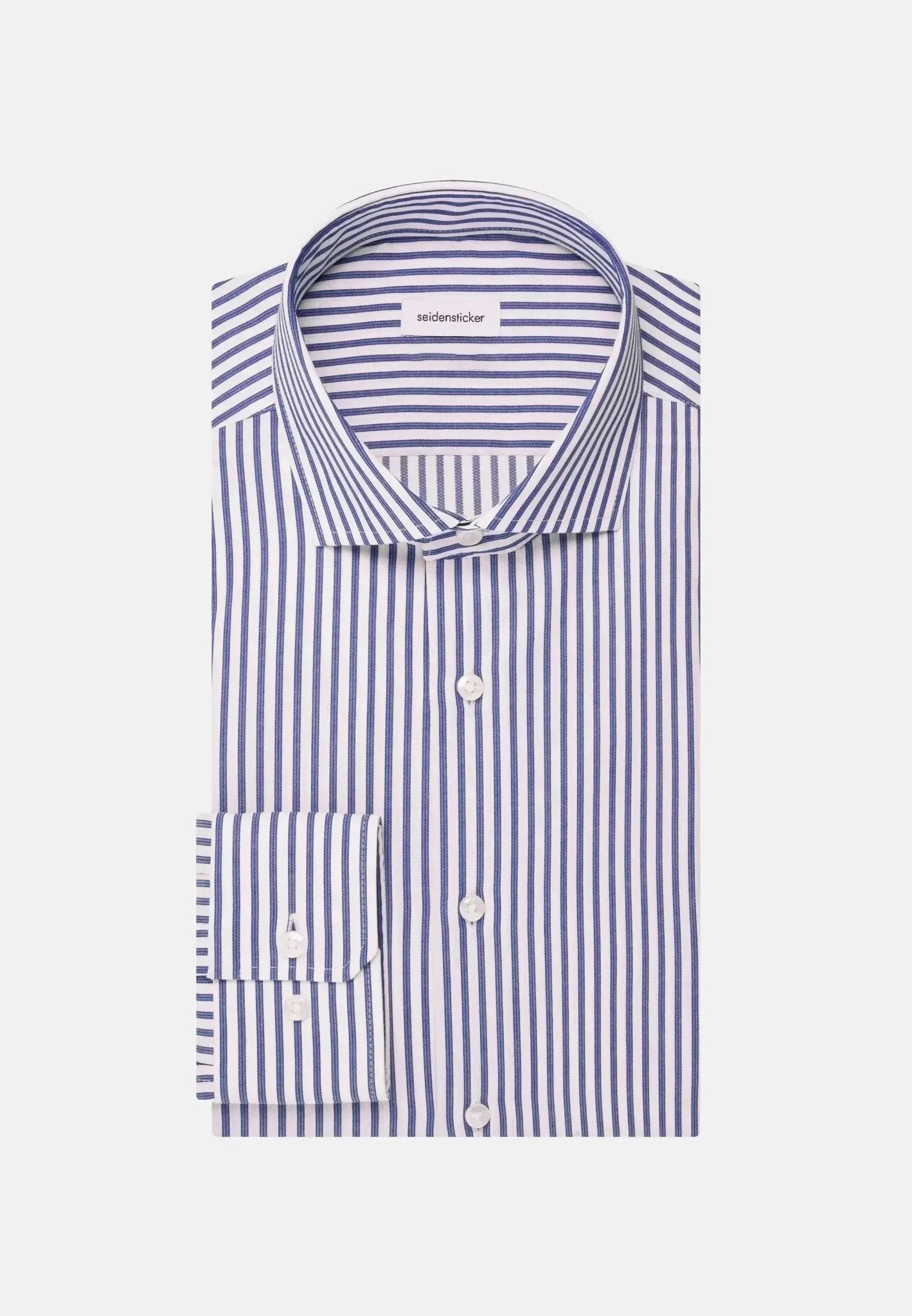 Seidensticker Regular Fit No Iron Spread Kent Structured Stripe Business Shirt Mid Blue - northern threads