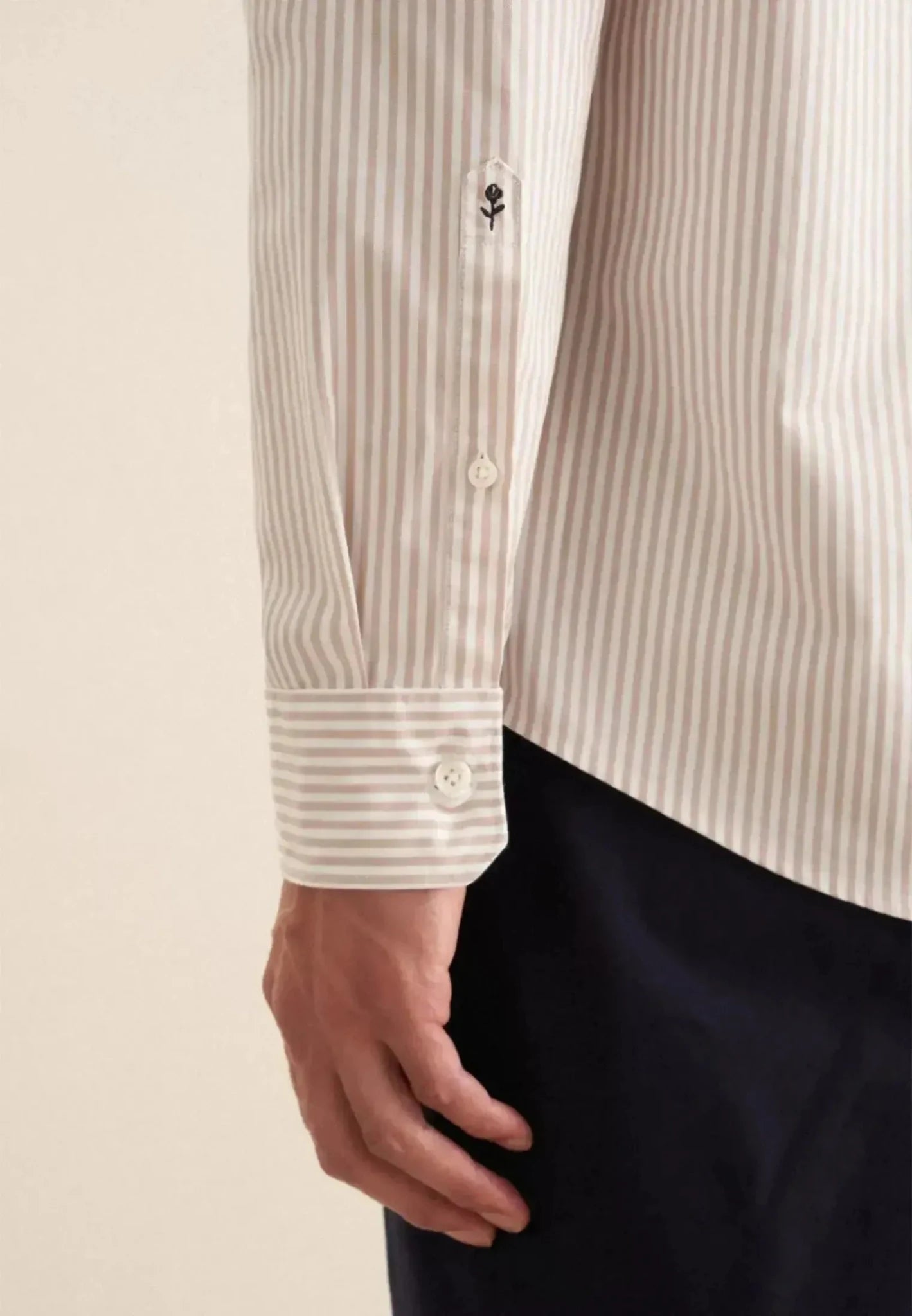 Seidensticker Regular Fit Spread Kent Striped Casual Shirt Beige - northern threads