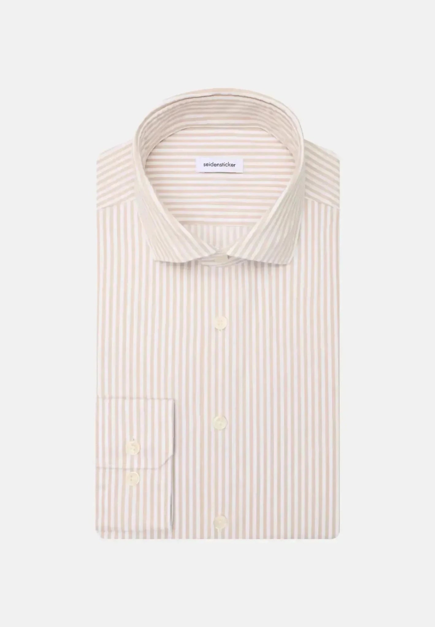 Seidensticker Regular Fit Spread Kent Striped Casual Shirt Beige - northern threads