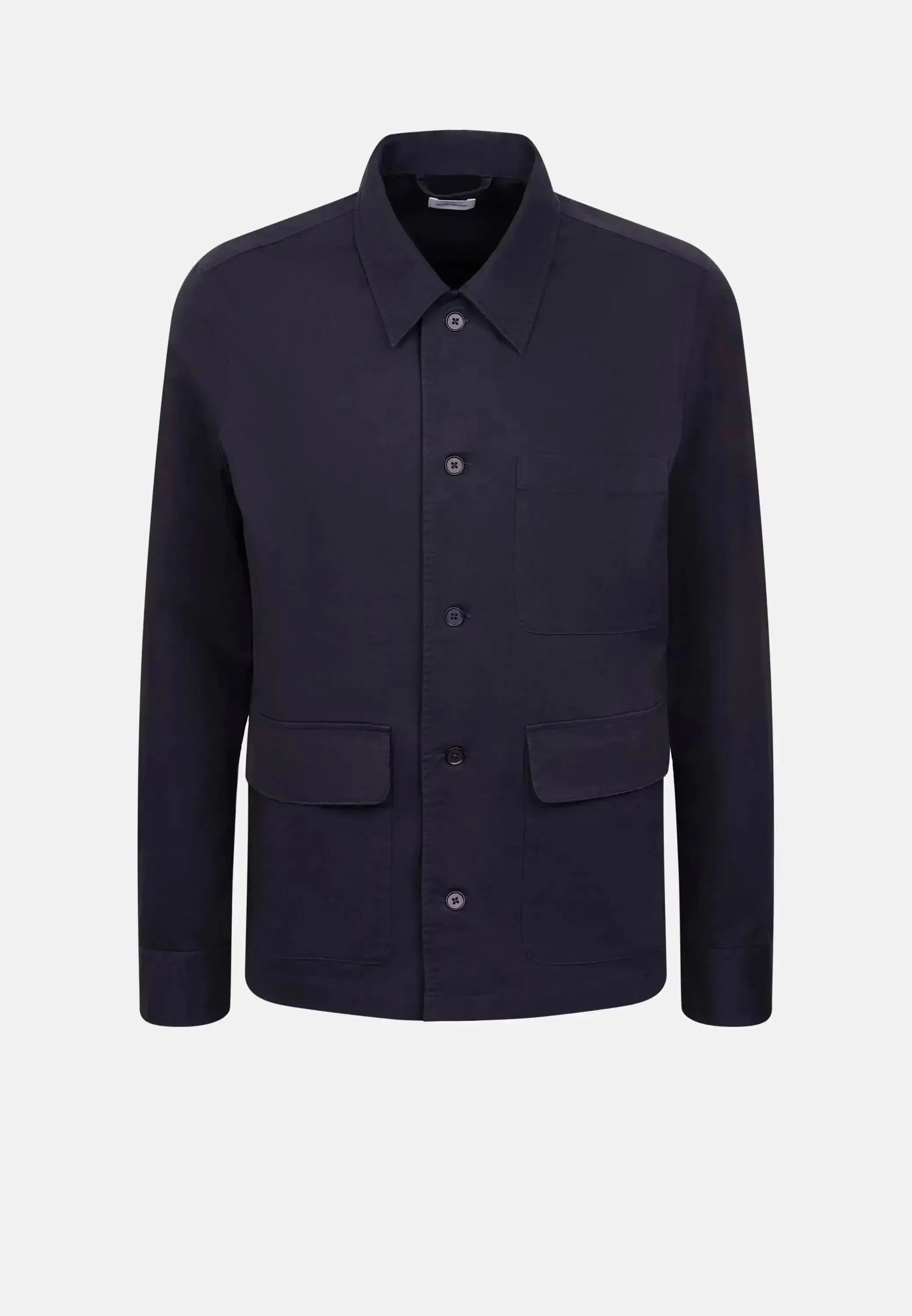 Seidensticker-Seidensticker Regular Fit Cotton Twill Casual Lapel Jacket Dark Blue-NORTHERN THREADS DESIGNER MENSWEAR