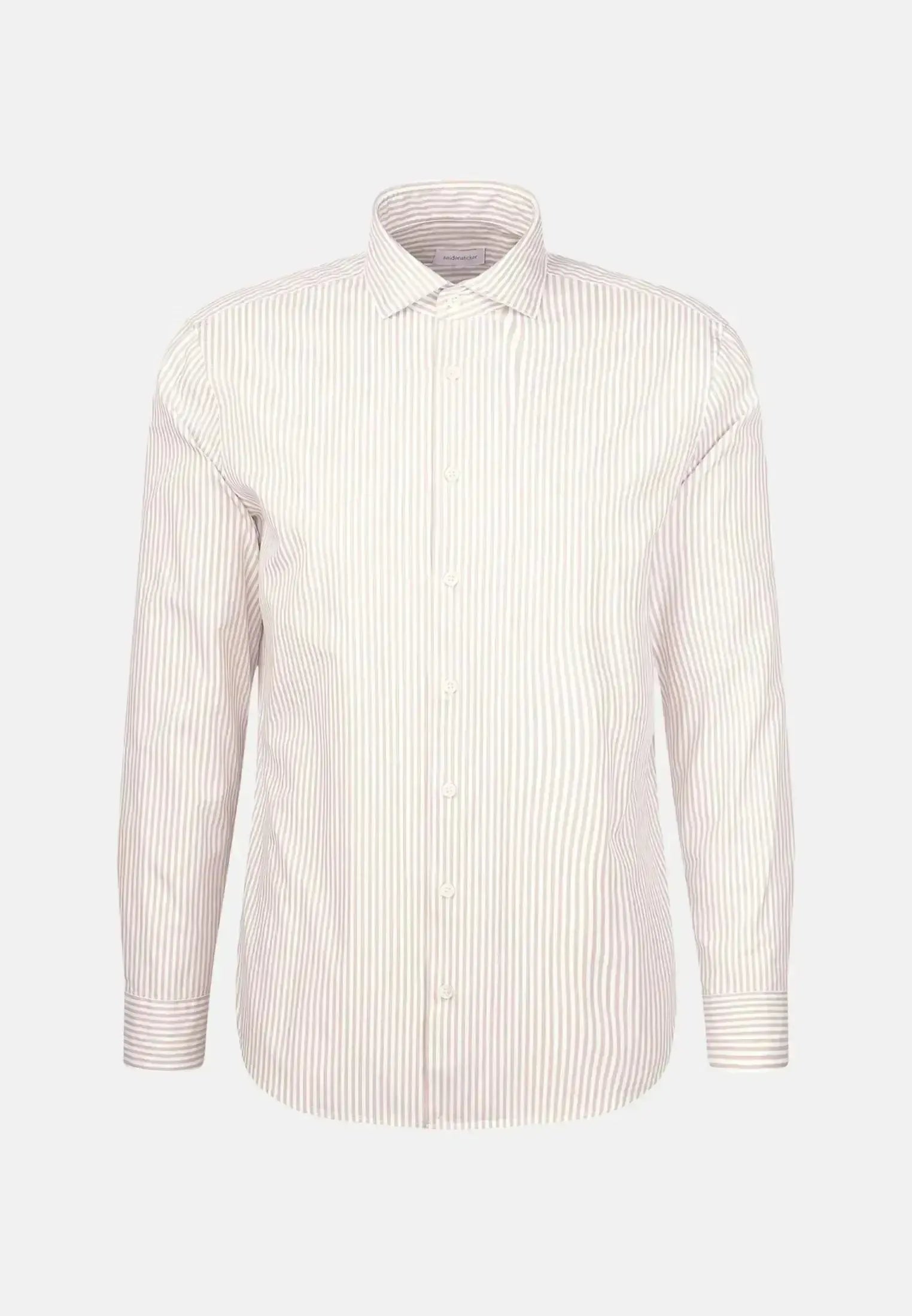 Seidensticker-Seidensticker Regular Fit Spread Kent Striped Casual Shirt Beige-NORTHERN THREADS DESIGNER MENSWEAR