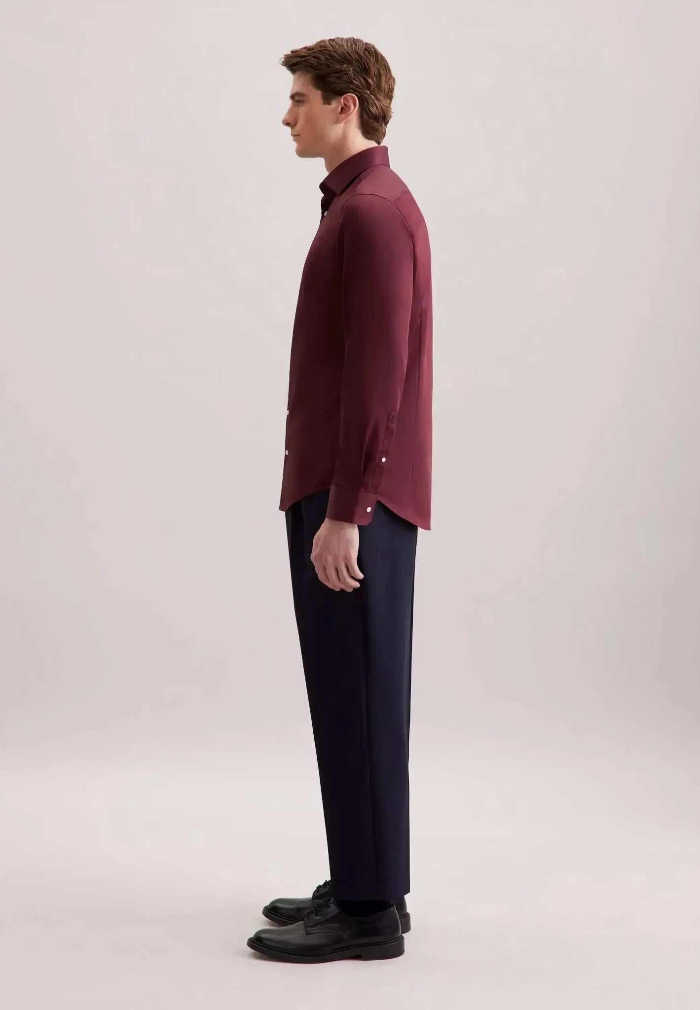 Seidensticker Shaped Fit Easy Iron New Kent Business Shirt Burgundy - northern threads