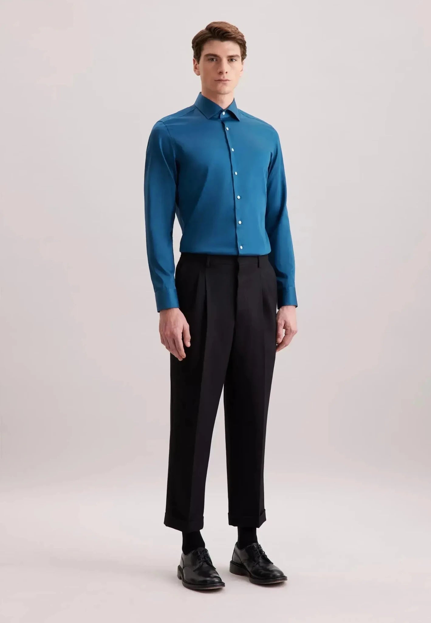 Seidensticker Shaped Fit Easy Iron New Kent Business Shirt Dark Teal - 01.845070-78-38 - northern threads uk