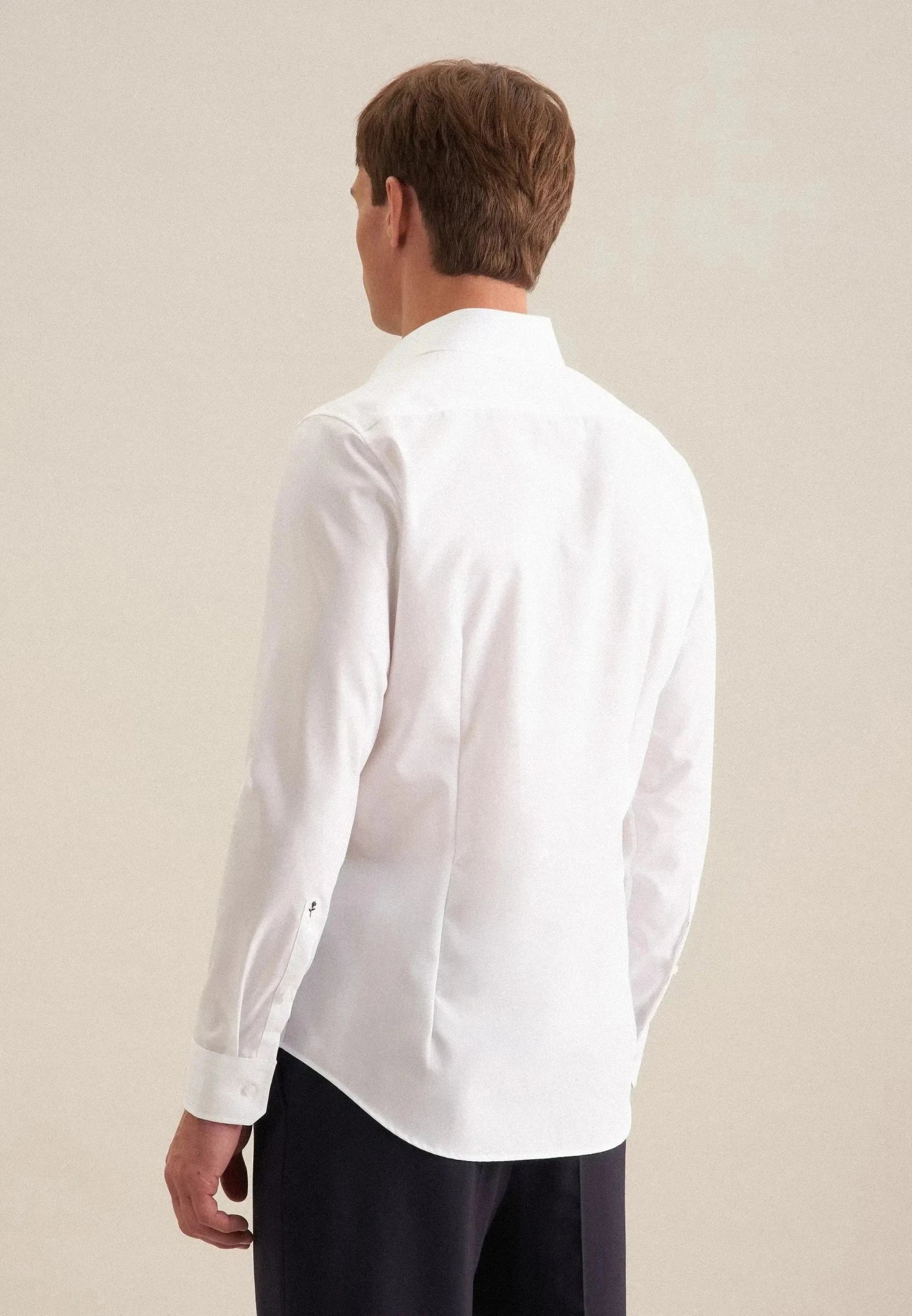 Seidensticker Shaped Fit No Iron Kent Collar Business Shirt White - northern threads