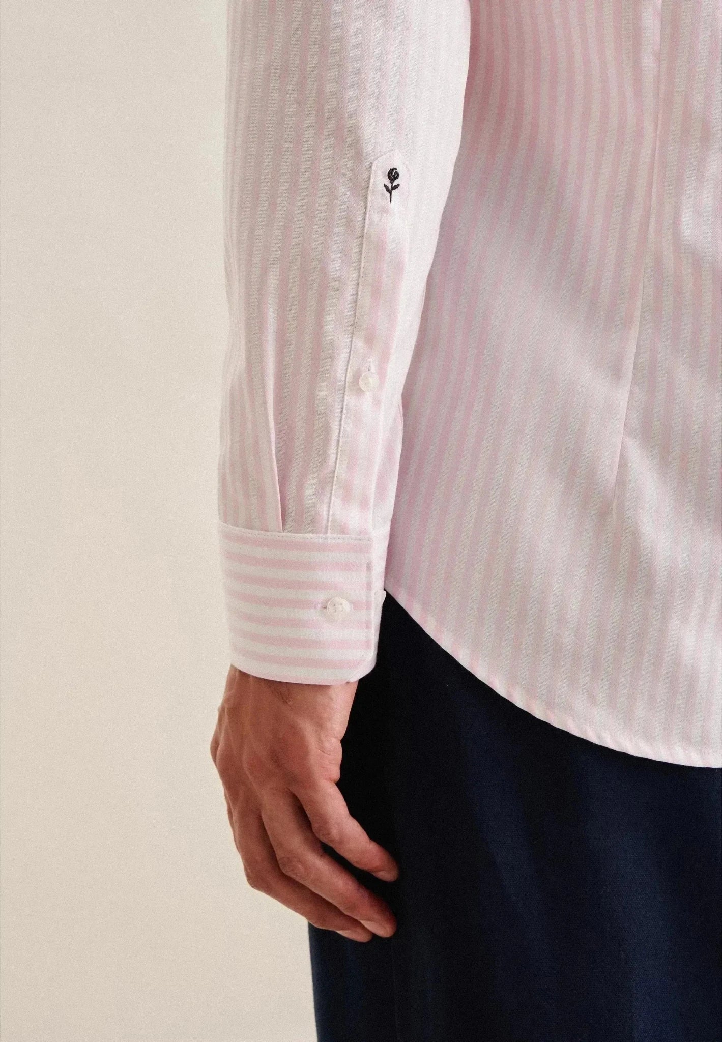 Seidensticker Shaped Fit No Iron New Kent Striped Business Shirt Pink - 01.843550-42-38 - northern threads uk