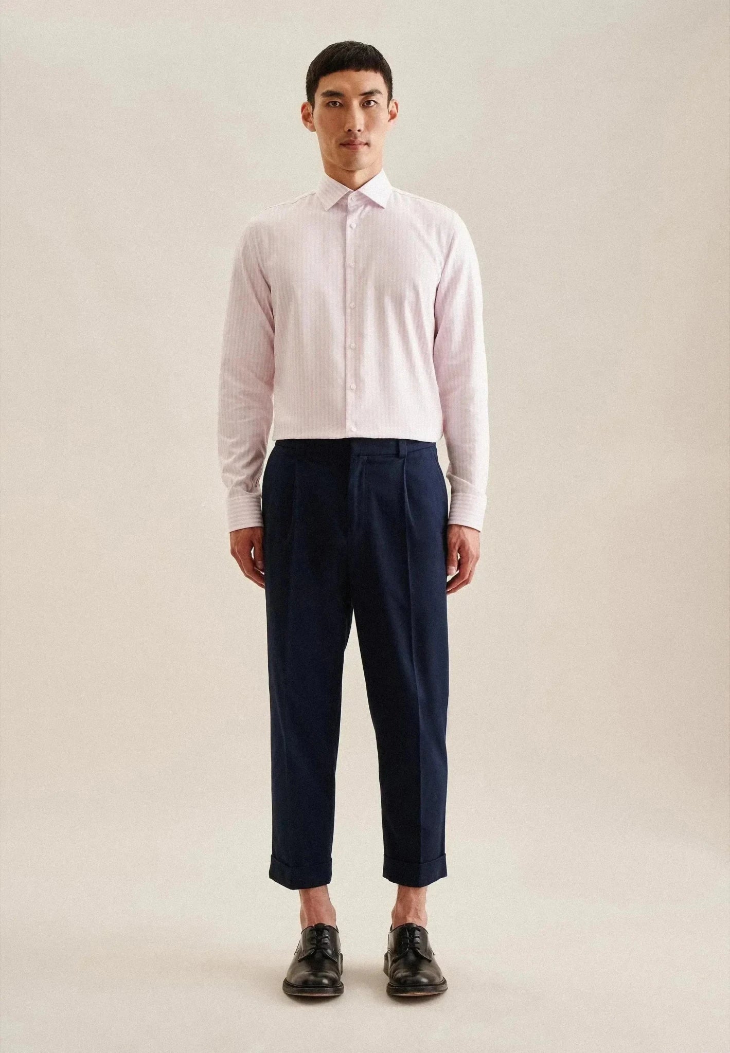 Seidensticker Shaped Fit No Iron New Kent Striped Business Shirt Pink - 01.843550-42-38 - northern threads uk
