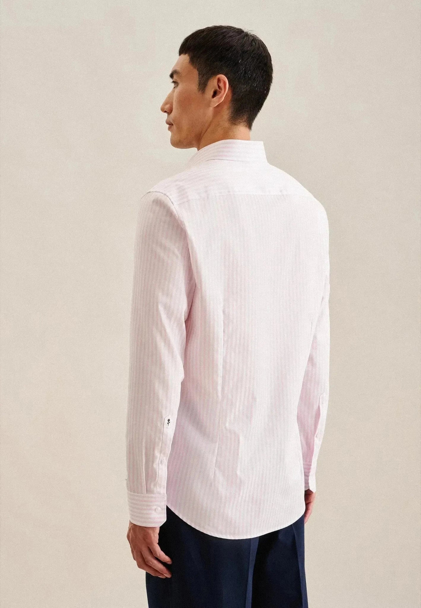 Seidensticker Shaped Fit No Iron New Kent Striped Business Shirt Pink - 01.843550-42-38 - northern threads uk