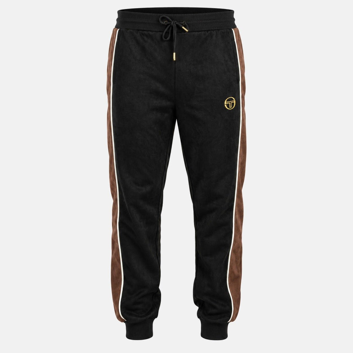 Sergio Tacchini Contrast Suede Track Pant Joggers Black/Potting Soil/Gardenia | Northern Threads Designer Menswear