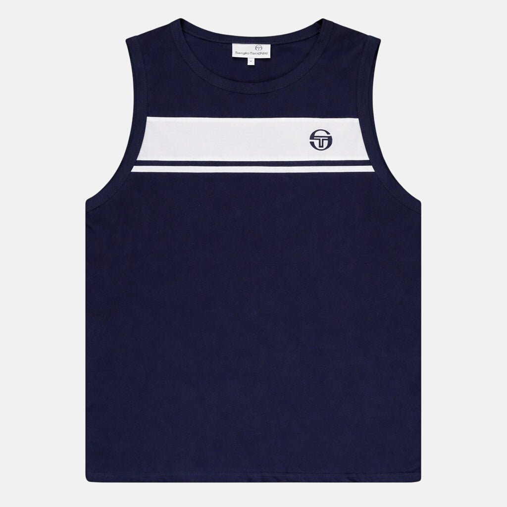 Sergio Tacchini Damarindo Vest Maritime Blue White | Northern Threads Designer Menswear