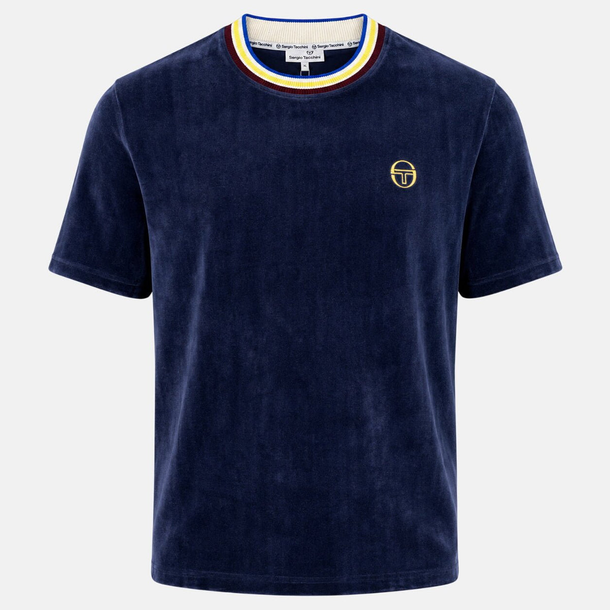Sergio Tacchini Fino Velour T-Shirt Maritime Blue | Northern Threads Designer Menswear