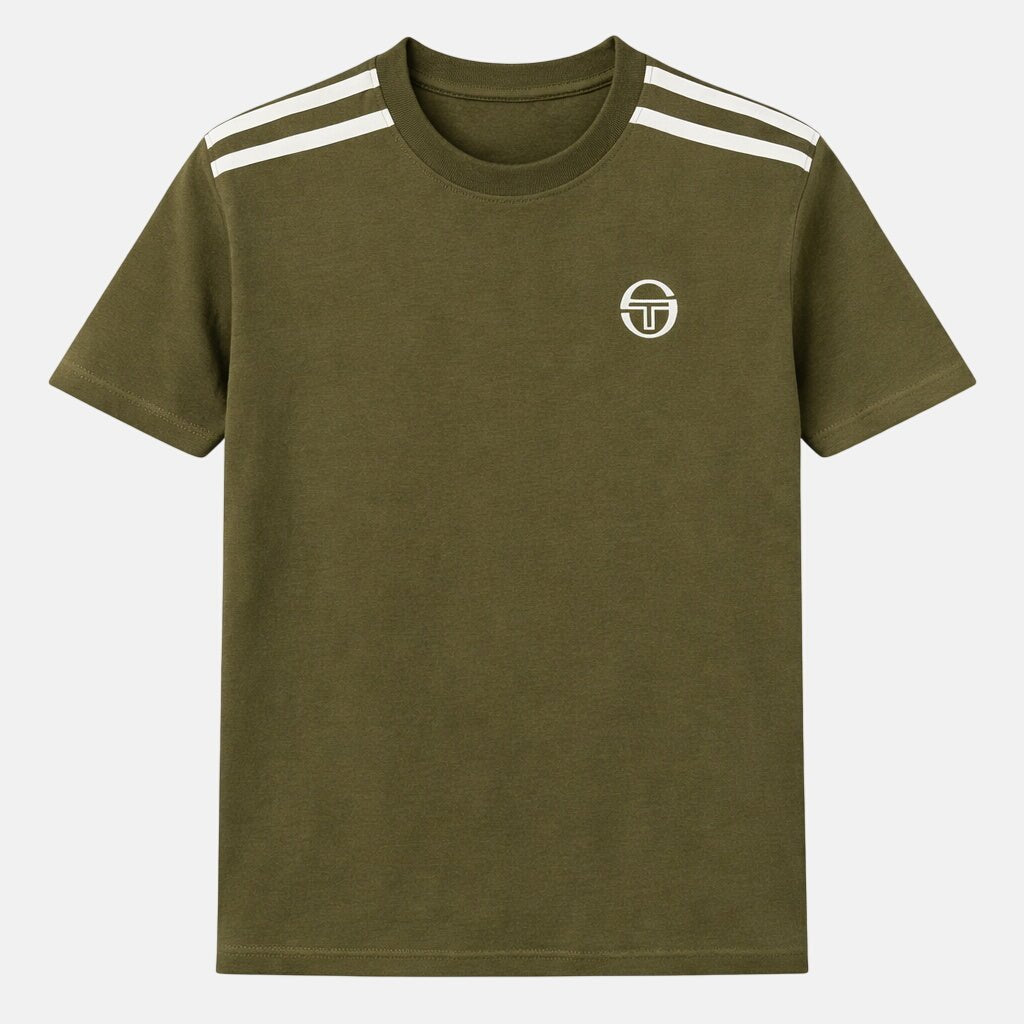 Sergio Tacchini Locchi T-Shirt Dark Olive Gardenia - SPR1189-M - northern threads uk