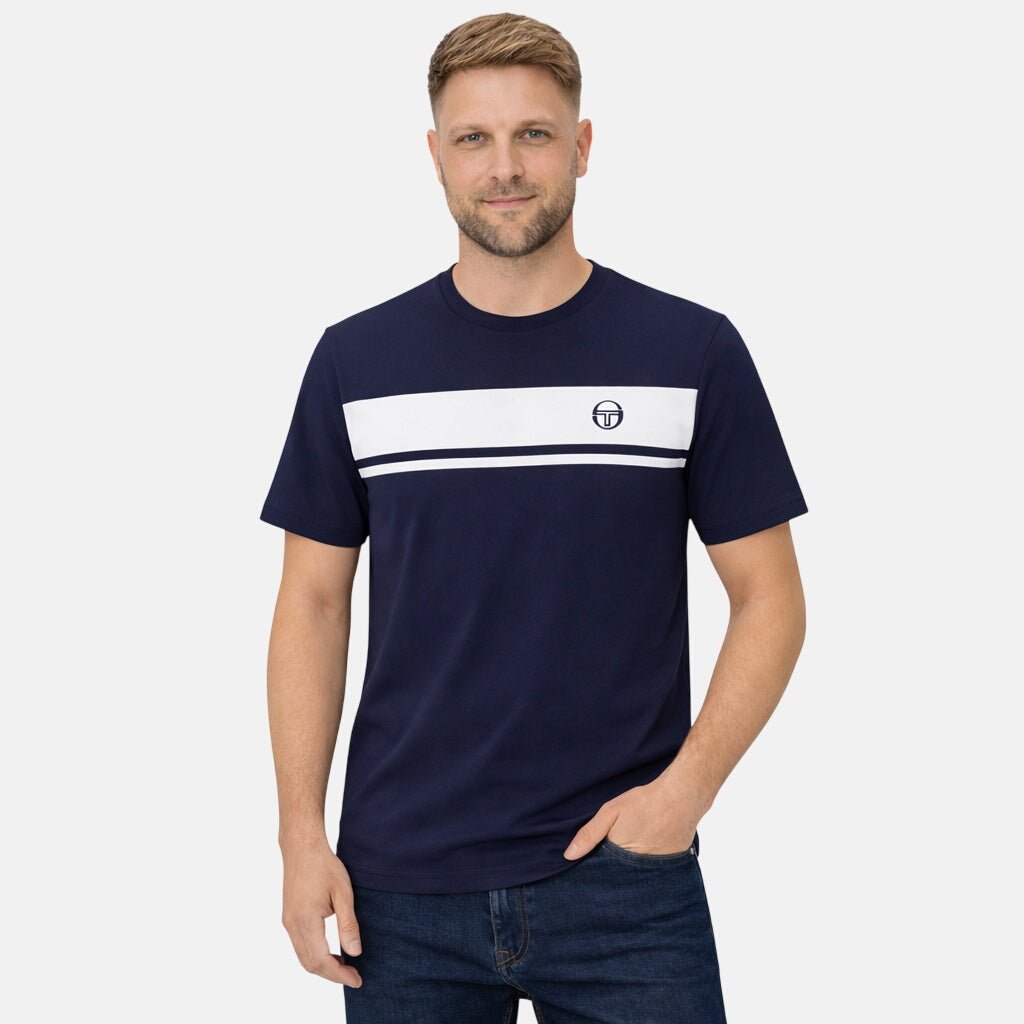 Sergio Tacchini Master T-Shirt Navy White Tonal | Northern Threads Designer Menswear
