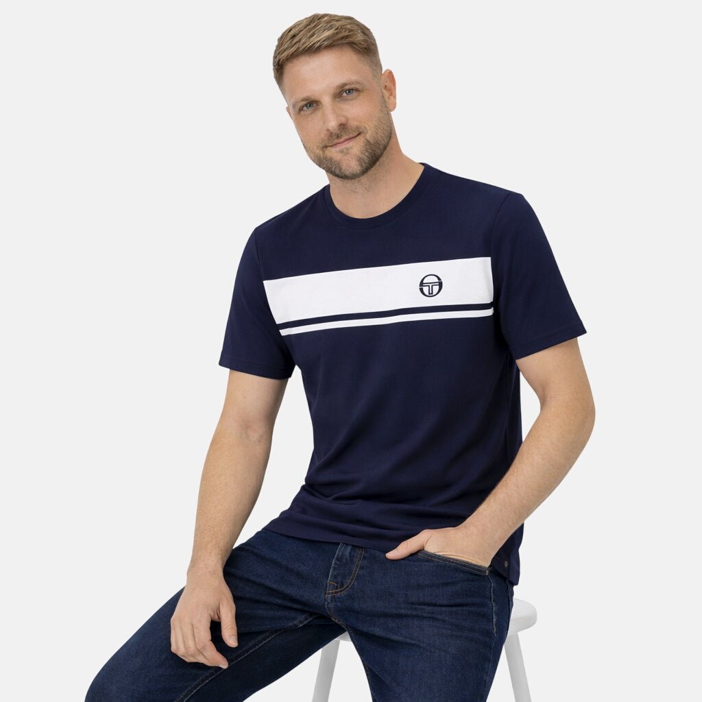 Sergio Tacchini Master T-Shirt Navy White Tonal | Northern Threads Designer Menswear