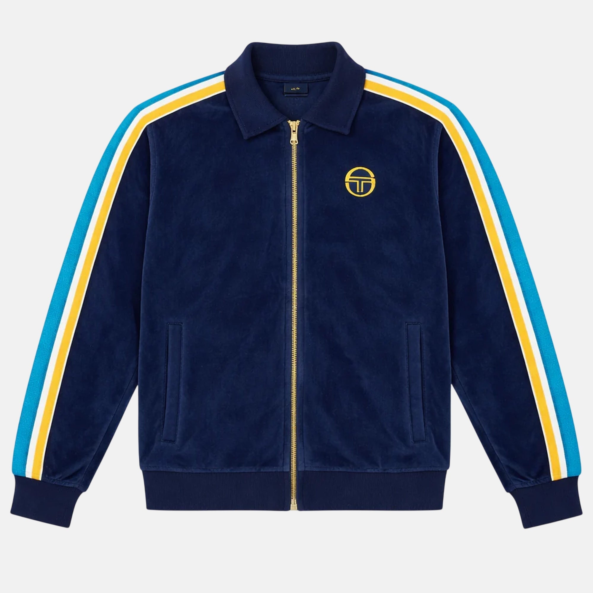 Sergio Tacchini Monte Velour Track Top Jacket Maritime Blue Mango Mint - SPR1236-M - northern threads uk