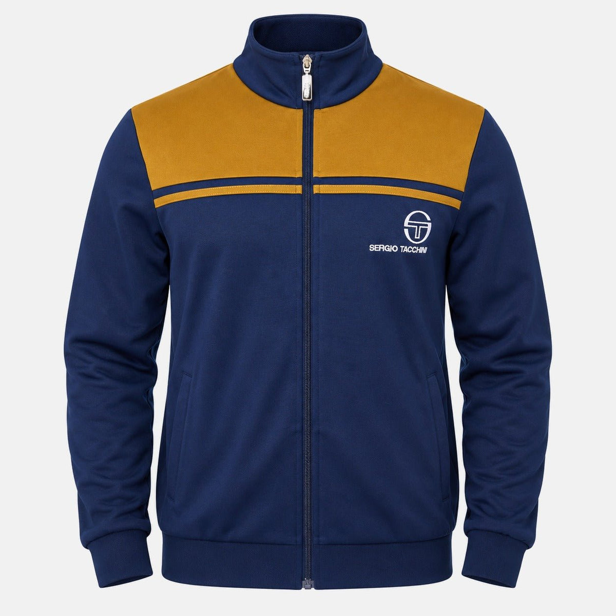 Sergio Tacchini New Young Line Track Top Jacket Maritime Blue/Golden Brown | Northern Threads Designer Menswear