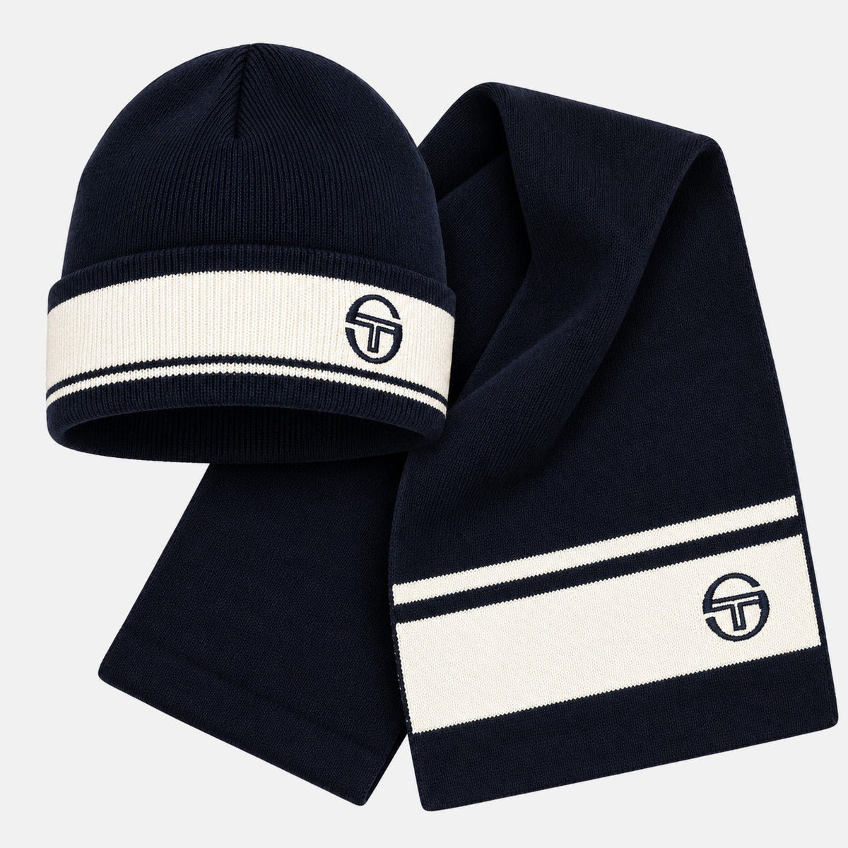 Sergio Tacchini Originale Beanie Hat & Scarf Box Set Maritime Blue/Gardenia | Northern Threads Designer Menswear