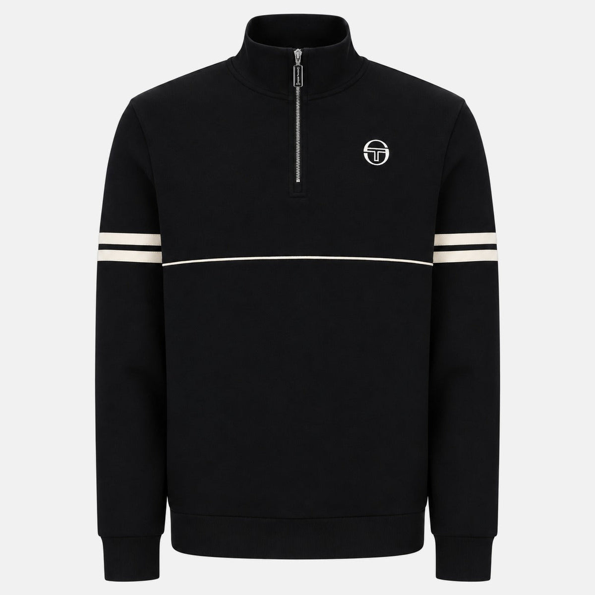 Sergio Tacchini Orion 1/4 Zip Sweatshirt Black/Peyote | Northern Threads Designer Menswear