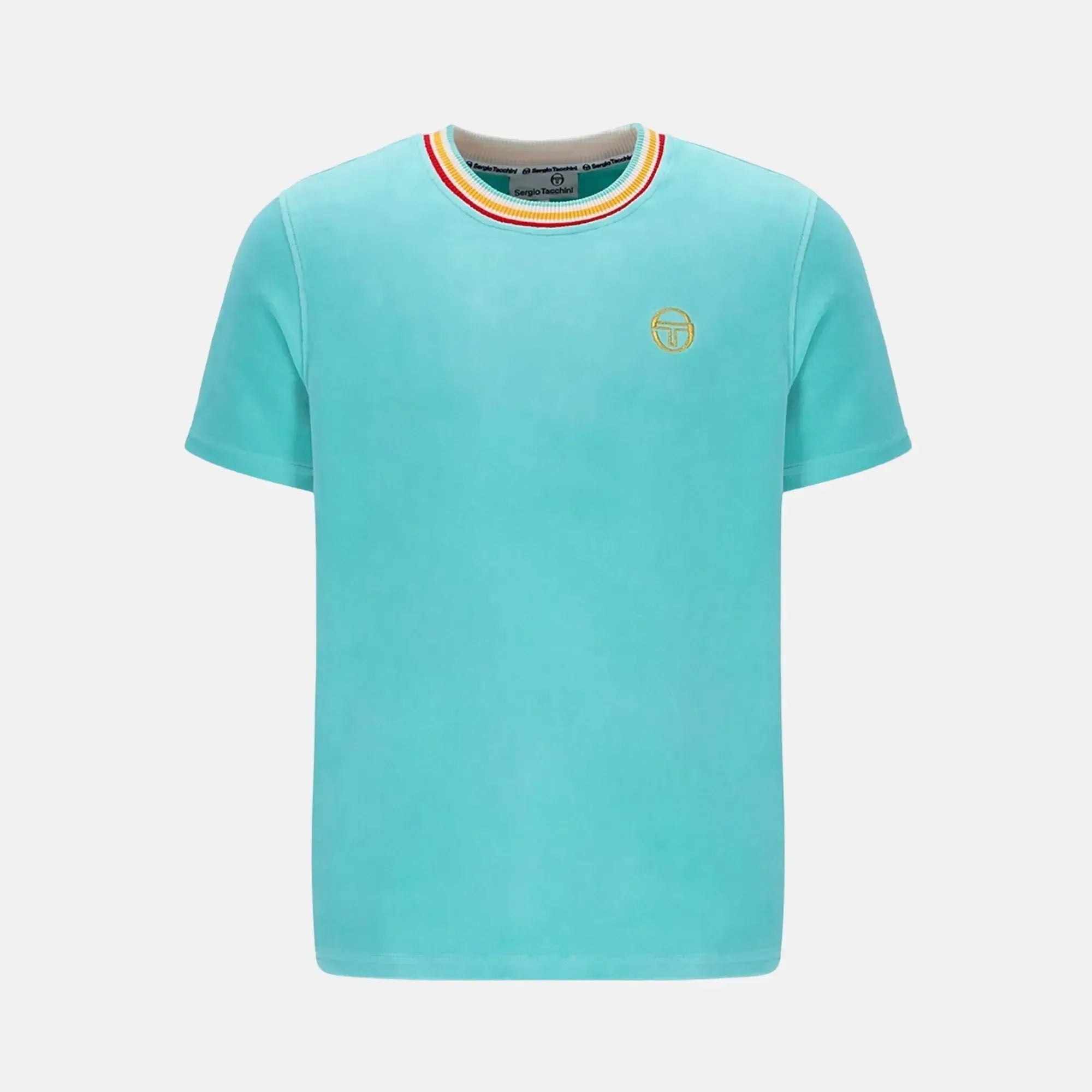 Sergio Tacchini Slice Velour T-Shirt Pool Blue - SS25212-M - northern threads uk