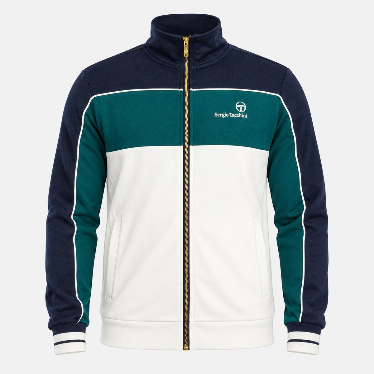 Sergio Tacchini Spiga Track Top Jacket Maritime Blue/Deep Teal/Gardenia | Northern Threads Designer Menswear