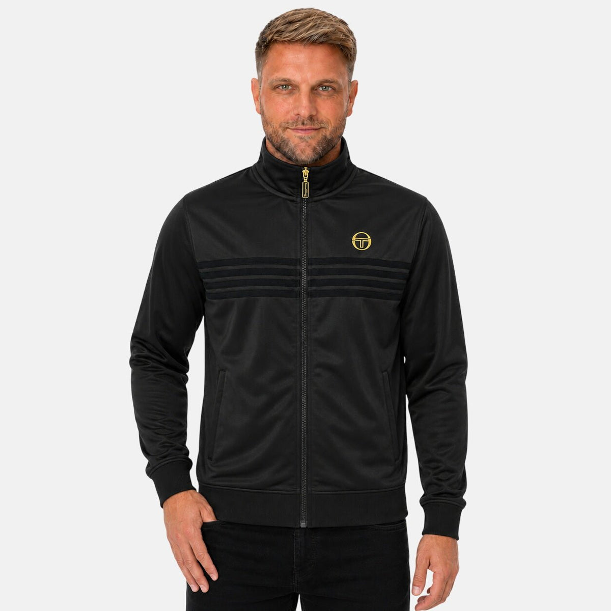 Sergio Tacchini Varena Track Top Jacket Black/Gold Lurex | Northern Threads Designer Menswear