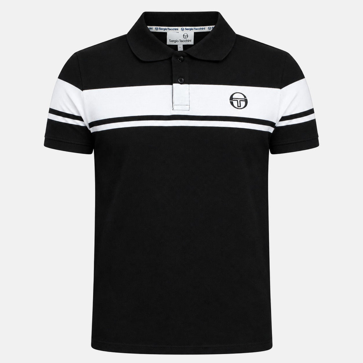 Sergio Tacchini Young Line Polo Shirt Black/White | Northern Threads Designer Menswear