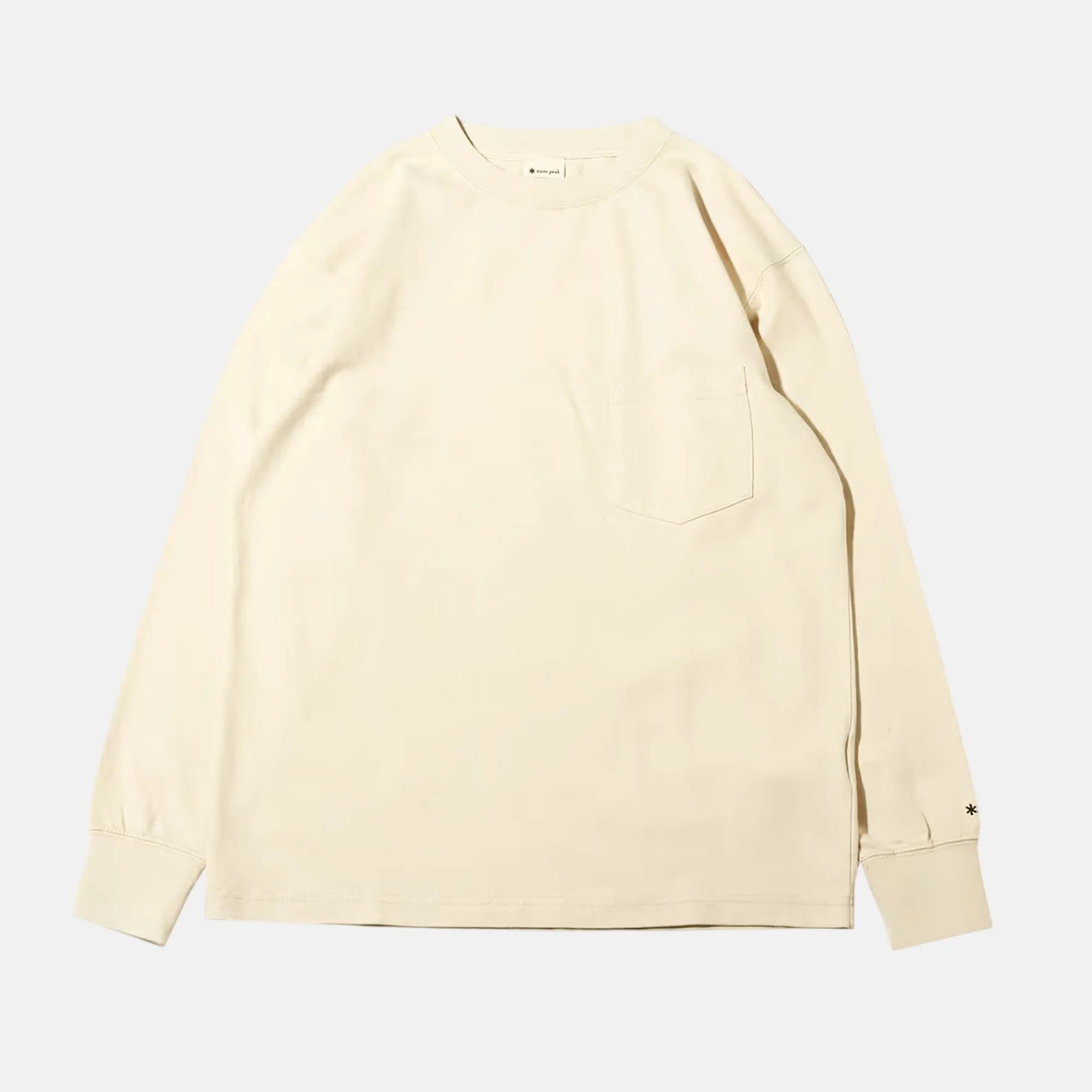 Snow Peak Recycled Cotton Heavy Long Sleeve T-Shirt Ecru - SPR816-M - northern threads uk