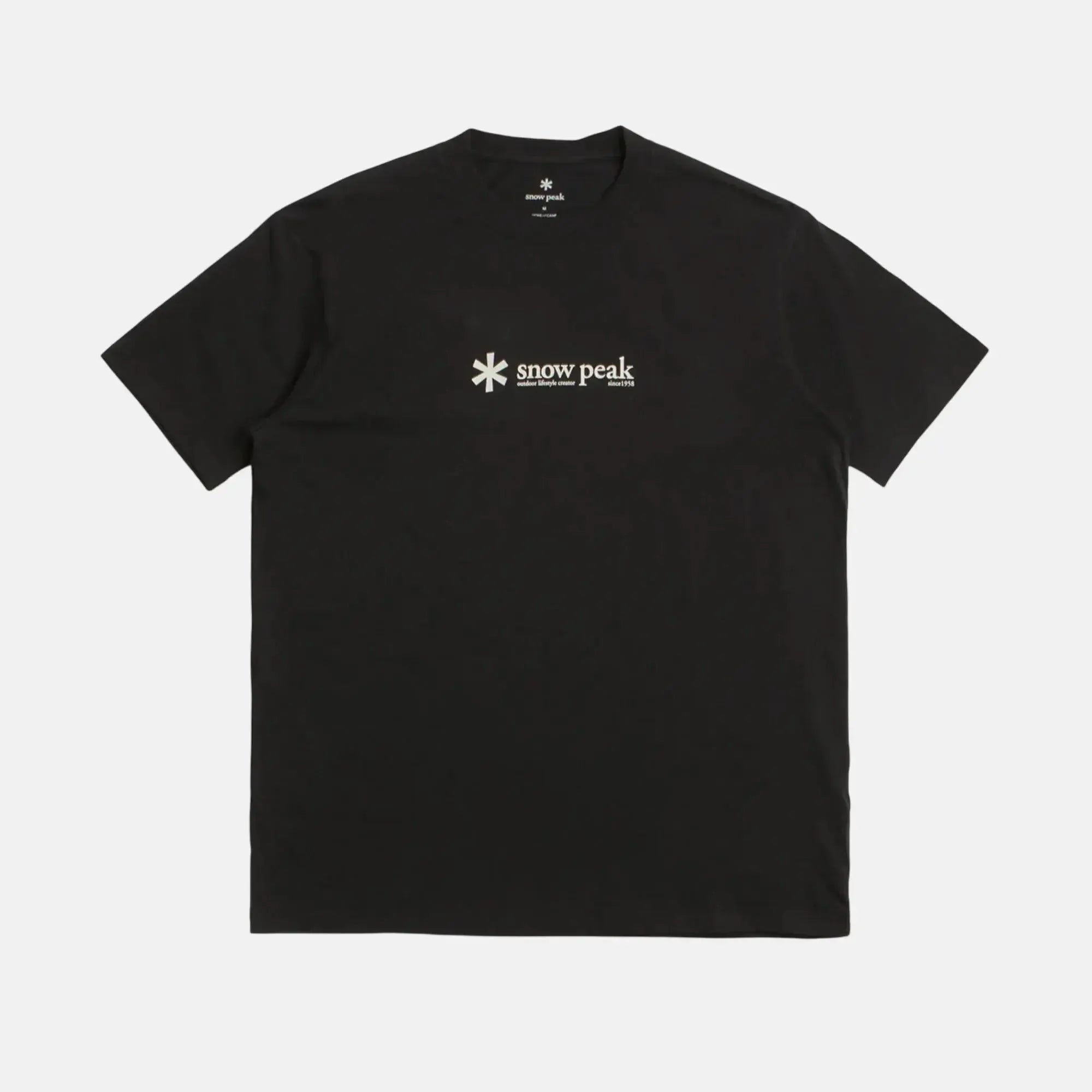 Snow Peak Soft Cotton Logo Short Sleeve T-Shirt Black - SPR824-M - northern threads uk