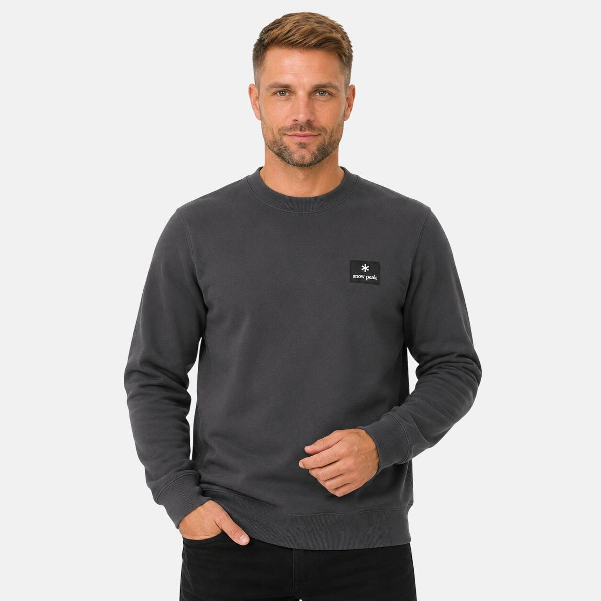 Snow Peak Square Logo Sweatshirt Charcoal | Northern Threads Designer Menswear