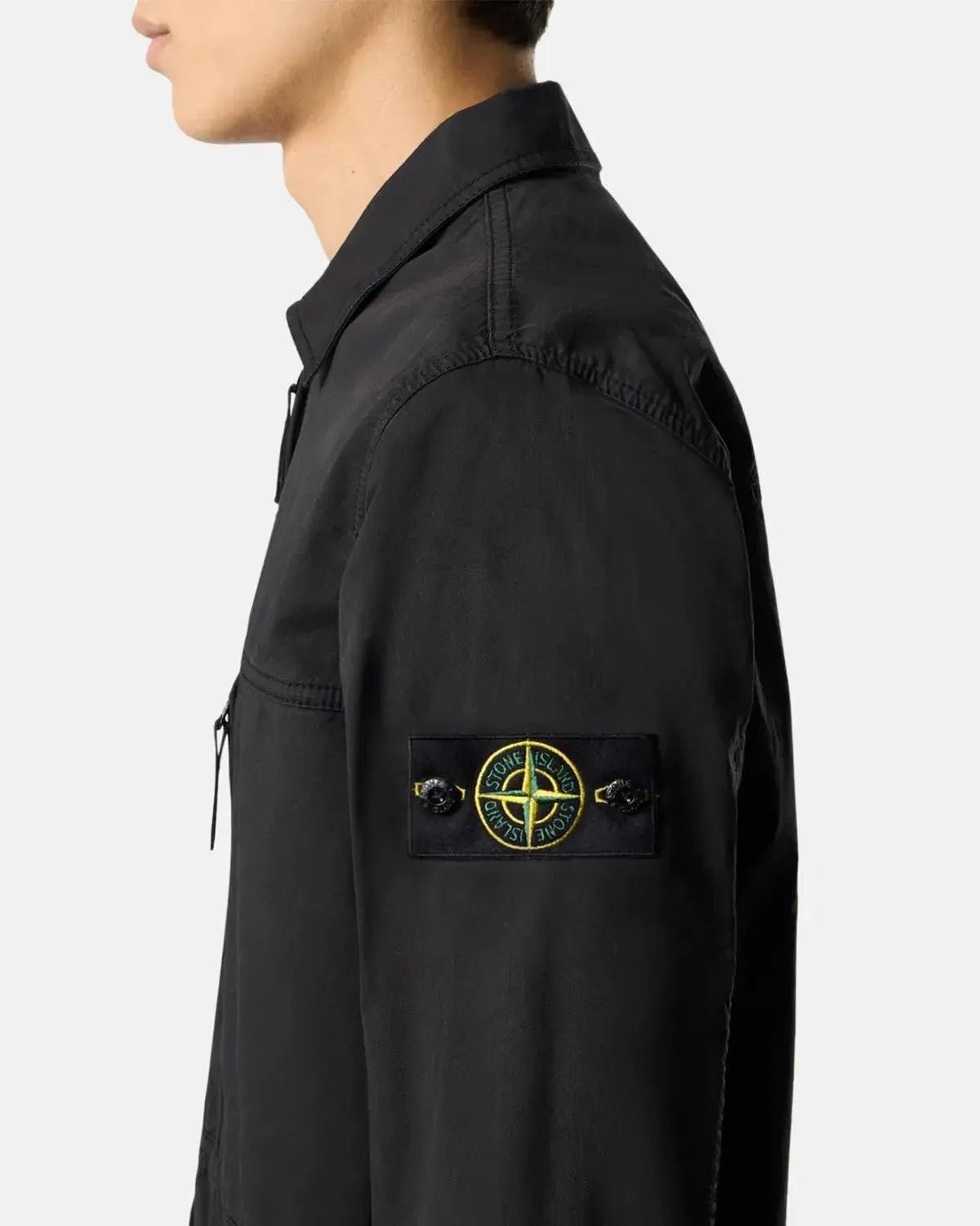 STONE ISLAND 1200003 SUPIMA COTTON TWILL STRETCH - TC OVERSHIRT BLACK - STONE-ISLAND-K1S151200003-S0010-V0029-S - northern threads uk