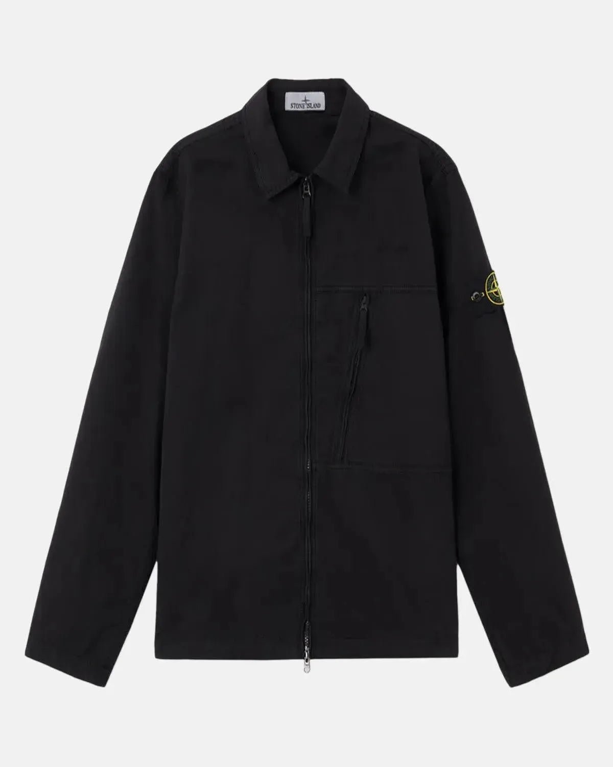 STONE ISLAND 1200003 SUPIMA COTTON TWILL STRETCH - TC OVERSHIRT BLACK - STONE-ISLAND-K1S151200003-S0010-V0029-S - northern threads uk