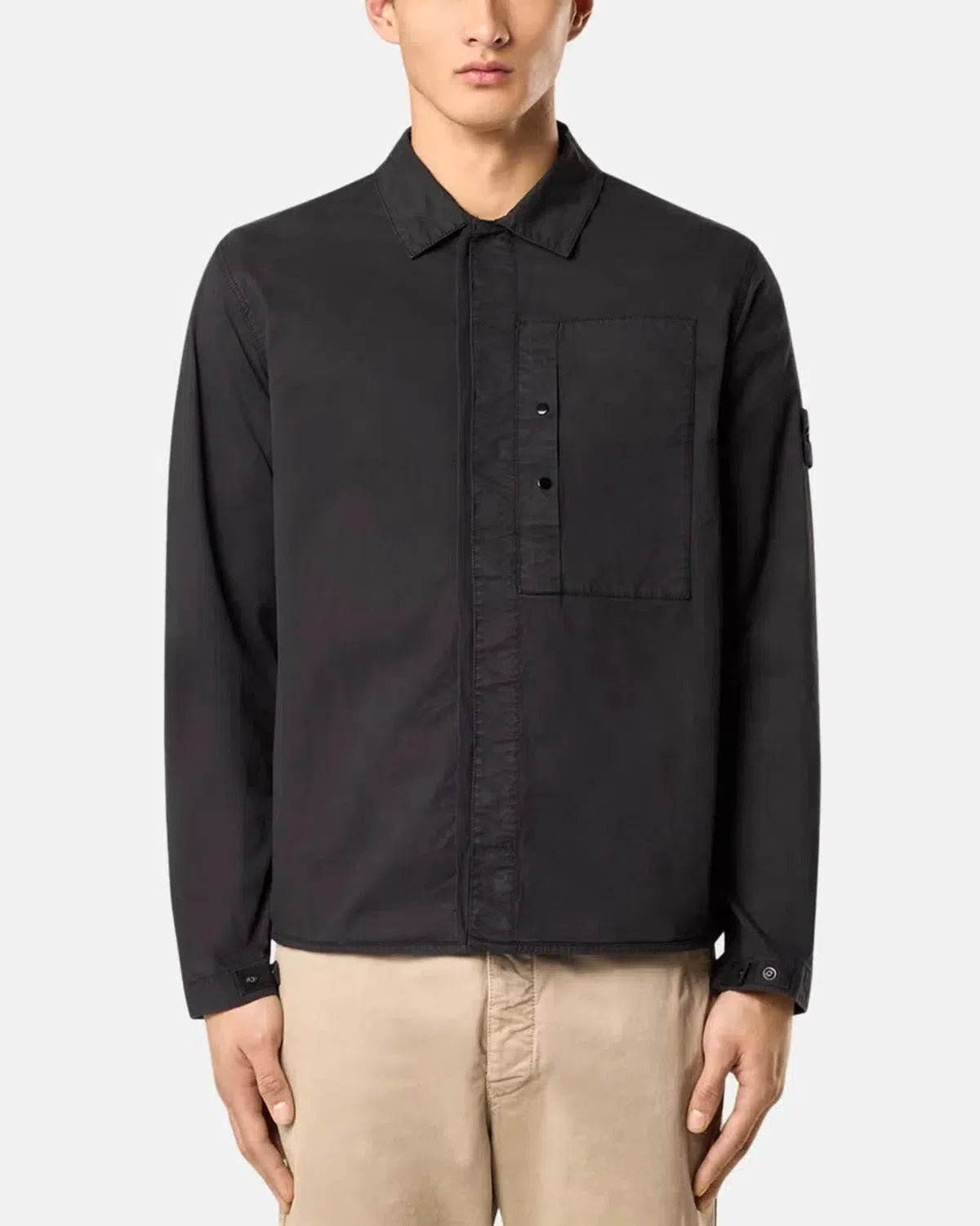 STONE ISLAND 1200033 SUPIMA COTTON TWILL STRETCH-TC OVERSHIRT BLACK | Northern Threads Designer Menswear