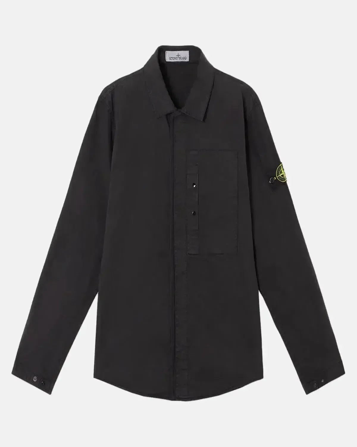 STONE ISLAND 1200033 SUPIMA COTTON TWILL STRETCH - TC OVERSHIRT BLACK - STONE-ISLAND-K1S151200033-S0010-V0029-S - northern threads uk