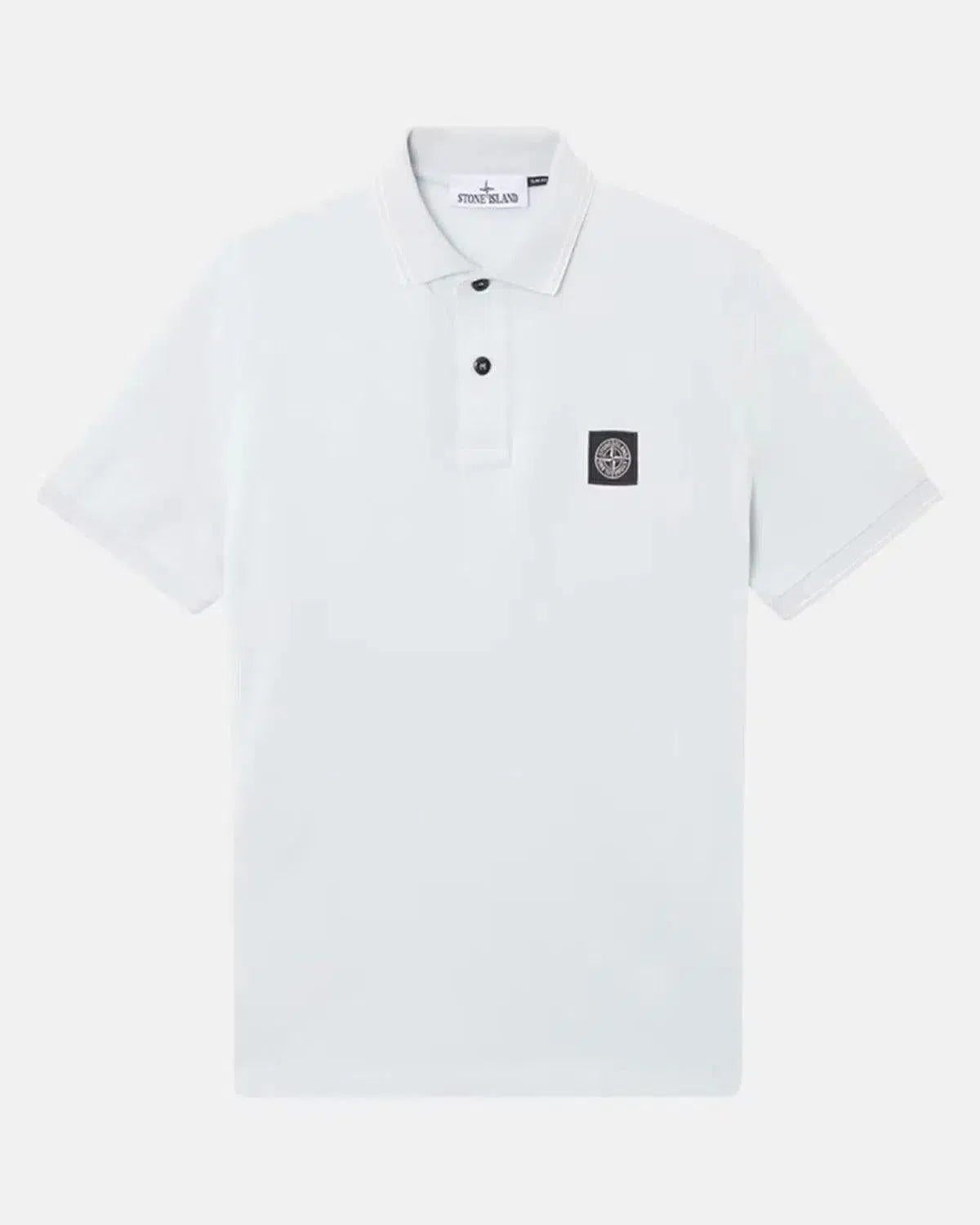 STONE ISLAND-22002SC ORGANIC COTTON ELASTANE PIQUE TIPPED POLO SHIRT SKY BLUE-NORTHERN THREADS DESIGNER MENSWEAR