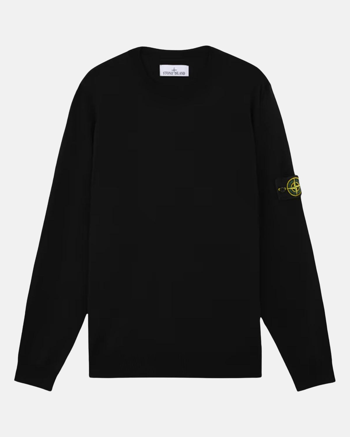 STONE ISLAND 510C4 LIGHT PURE RWS WOOL KNIT BLACK - STONE-ISLAND-510C4-V0029-S - northern threads uk