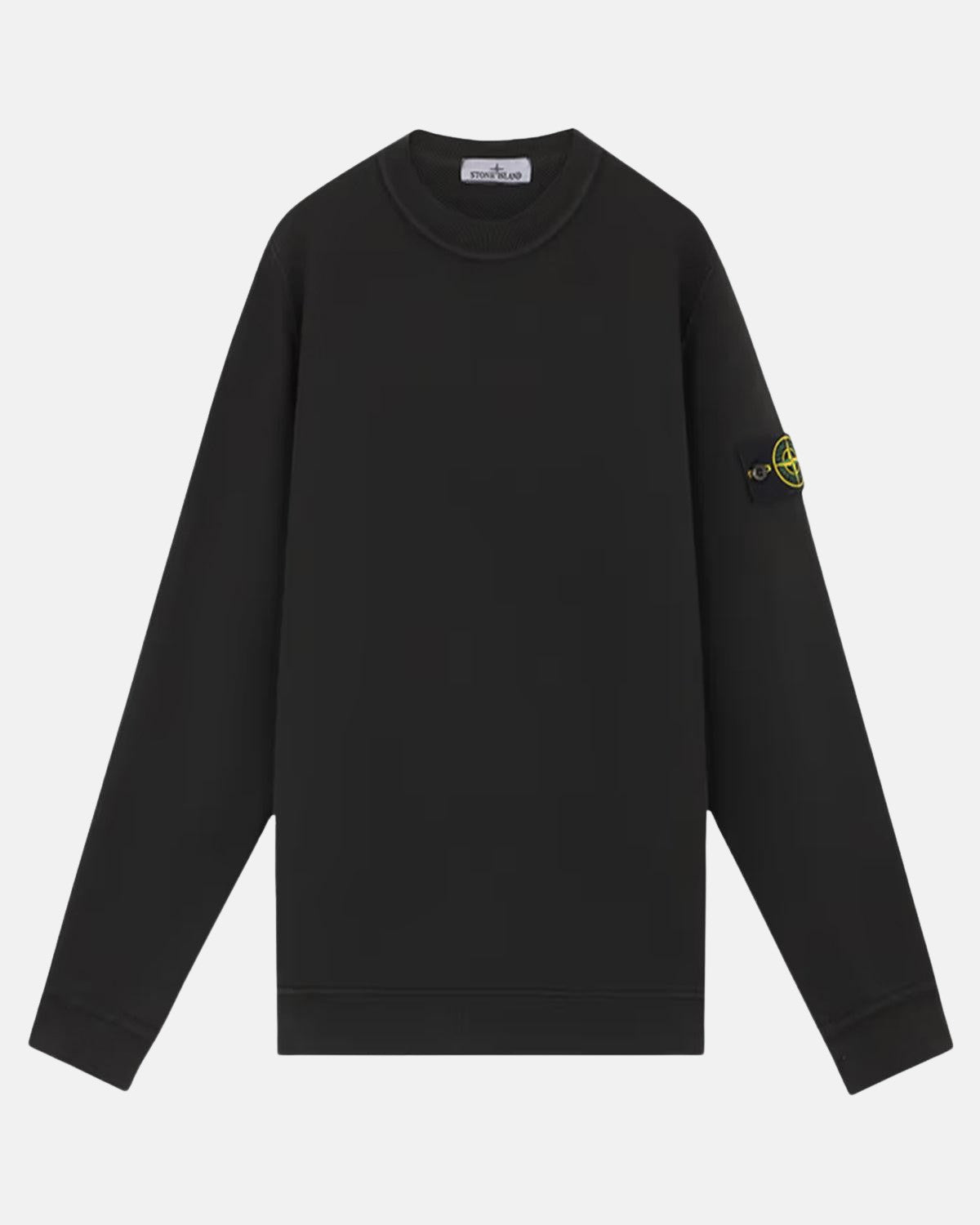 STONE ISLAND 61241 ORGANIC DIAGONAL FLEECE OLD EFFECT SWEATSHIRT BLACK - STONE-ISLAND-61241-V0129-S - northern threads uk