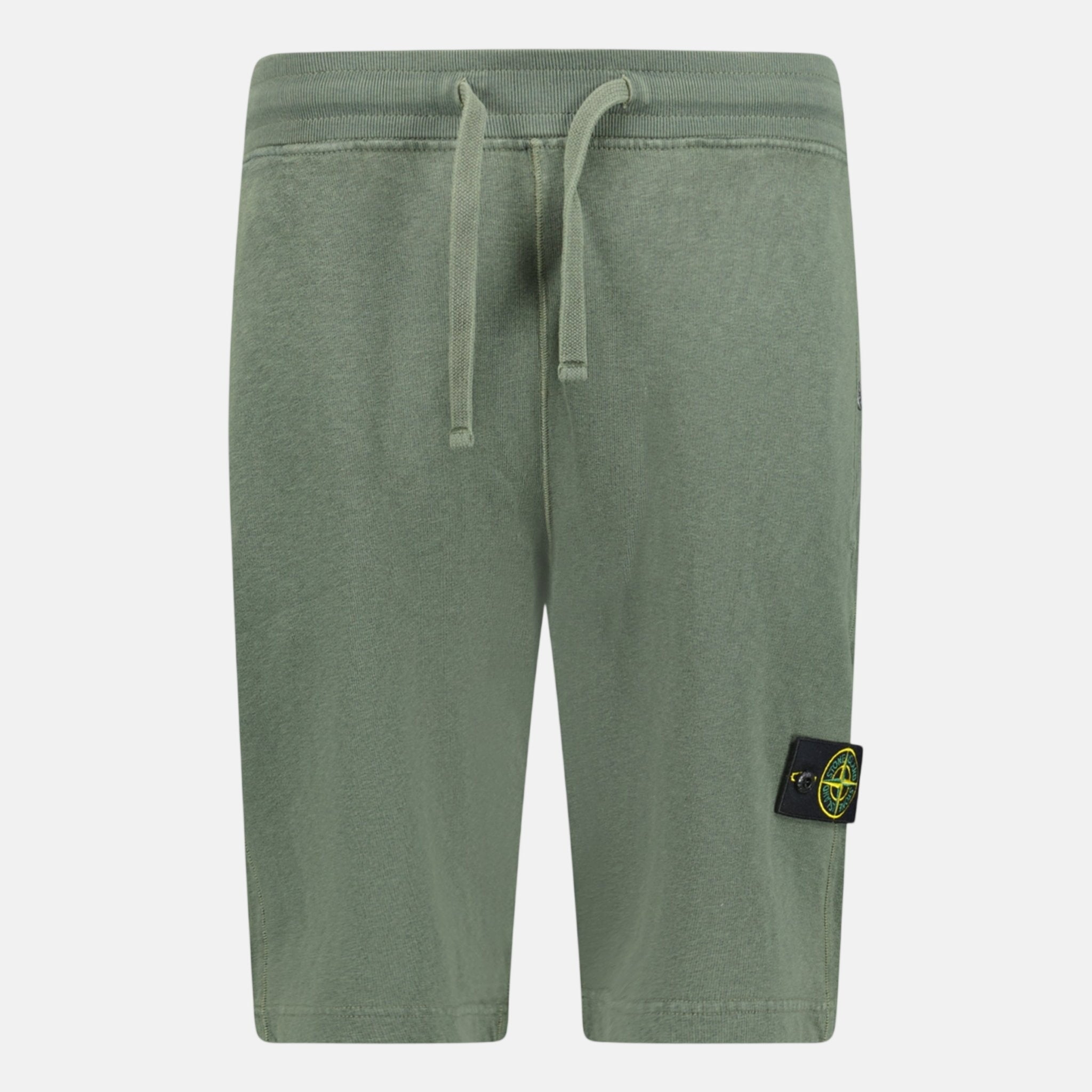 Stone Island Badge Bermuda Sweat Shorts Musk Green - C57 - northern threads uk