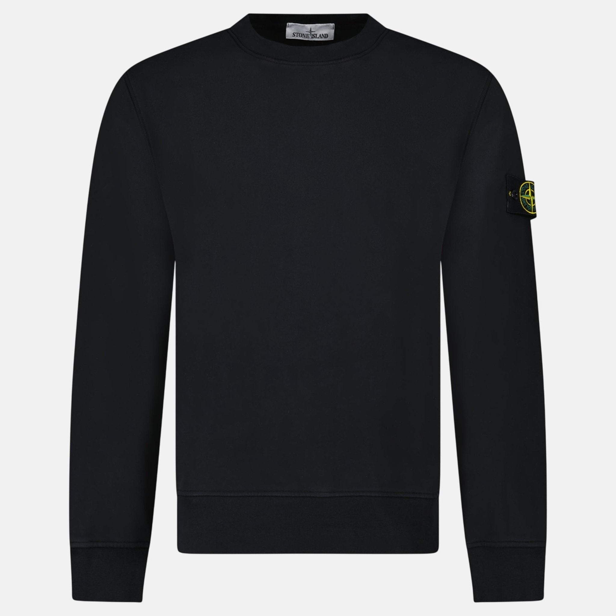 Stone Island Badge Cotton Logo Sweatshirt Black - sku-57682051531133 - northern threads uk