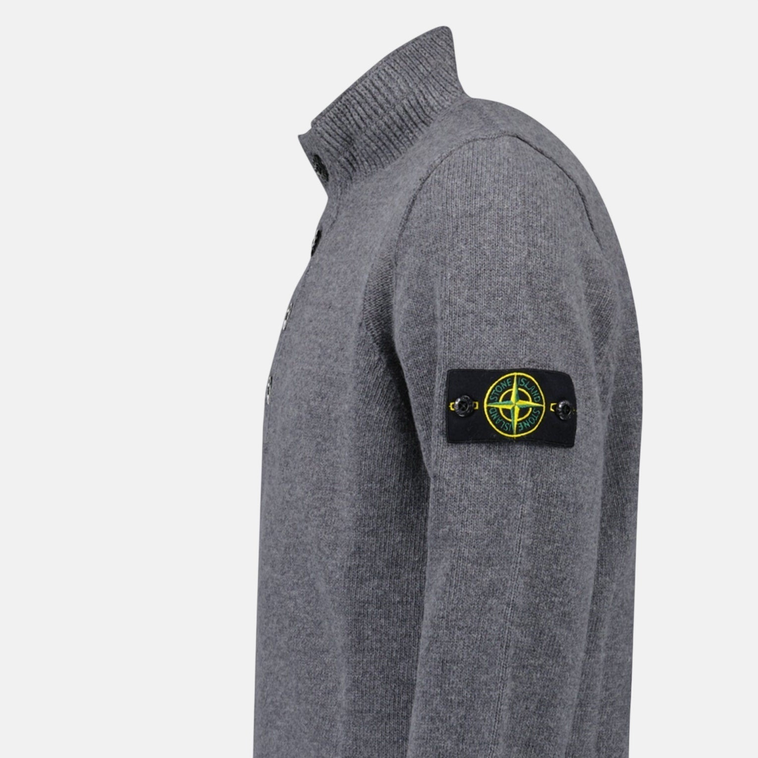 Stone Island Button Neck Jumper Cement Grey - A13 - northern threads uk