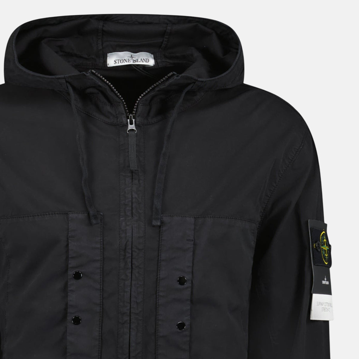 Stone Island Chest Pocket Hooded Jacket Black | Northern Threads Designer Menswear