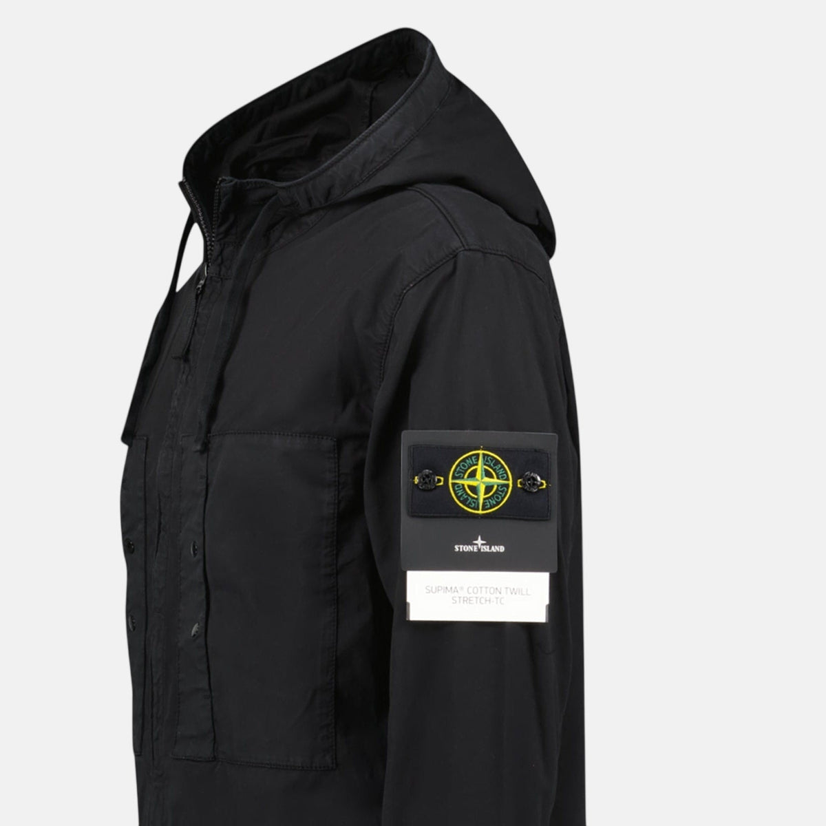 Stone Island Chest Pocket Hooded Jacket Black | Northern Threads Designer Menswear