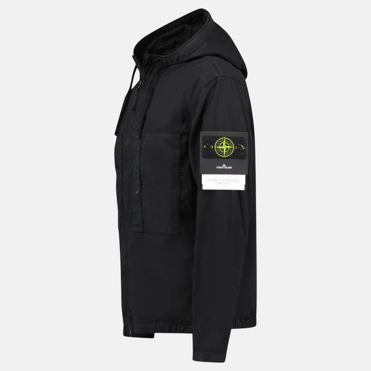 Stone Island Chest Pocket Hooded Jacket Black | Northern Threads Designer Menswear