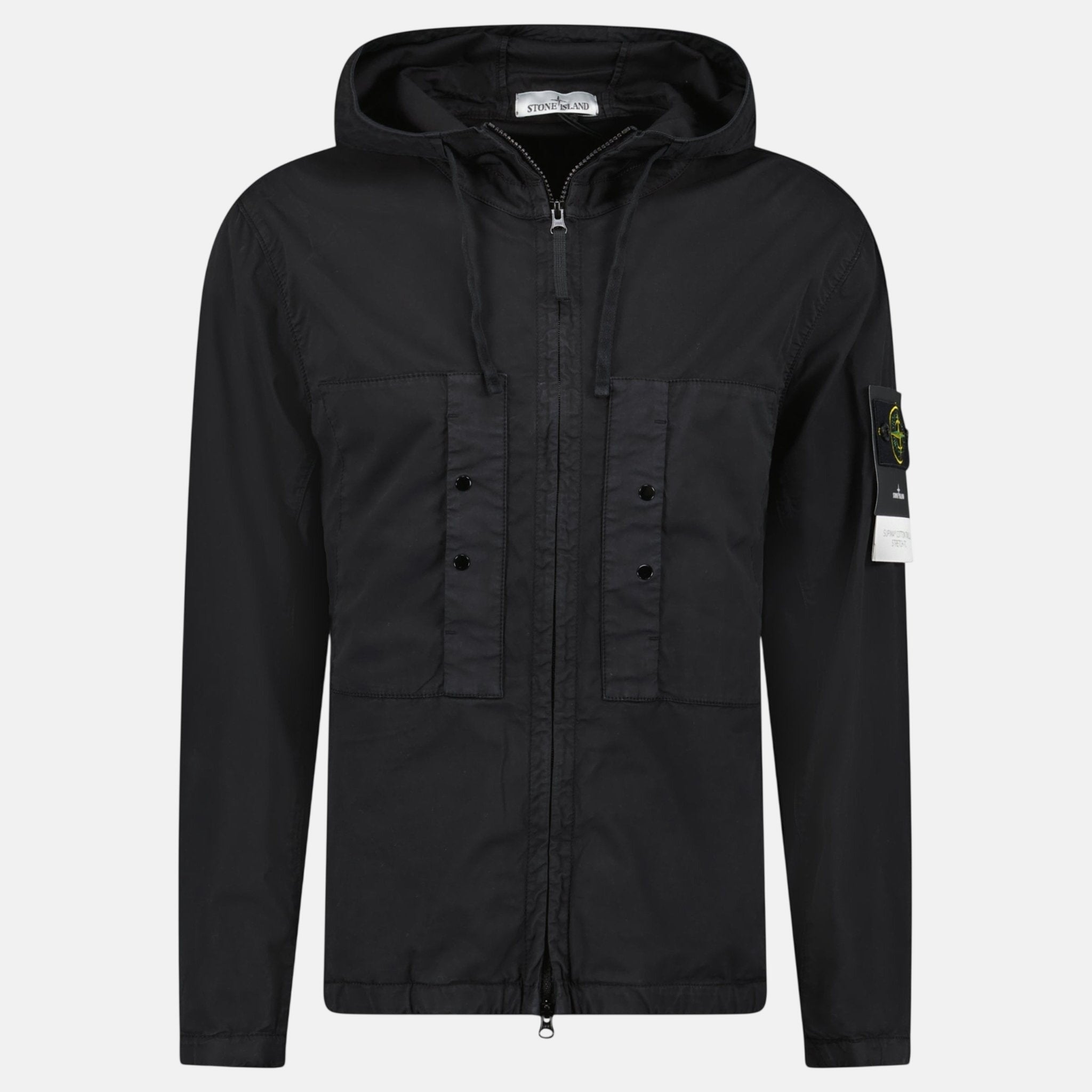Stone Island Chest Pocket Hooded Jacket Black - Rail 6 - northern threads uk