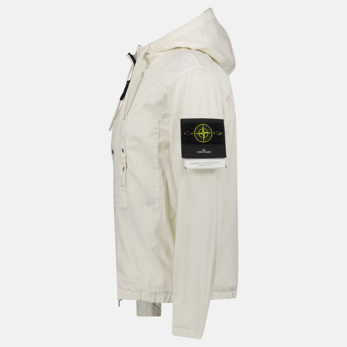 Stone Island Chest Pocket Hooded Jacket Ivory | Northern Threads Designer Menswear